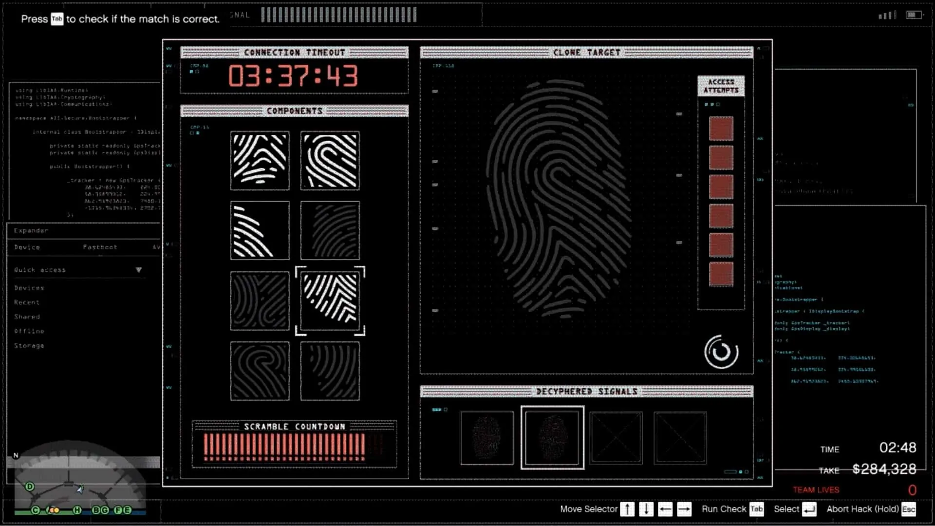 Fingerprint pattern matching the right hand side full fingerprint