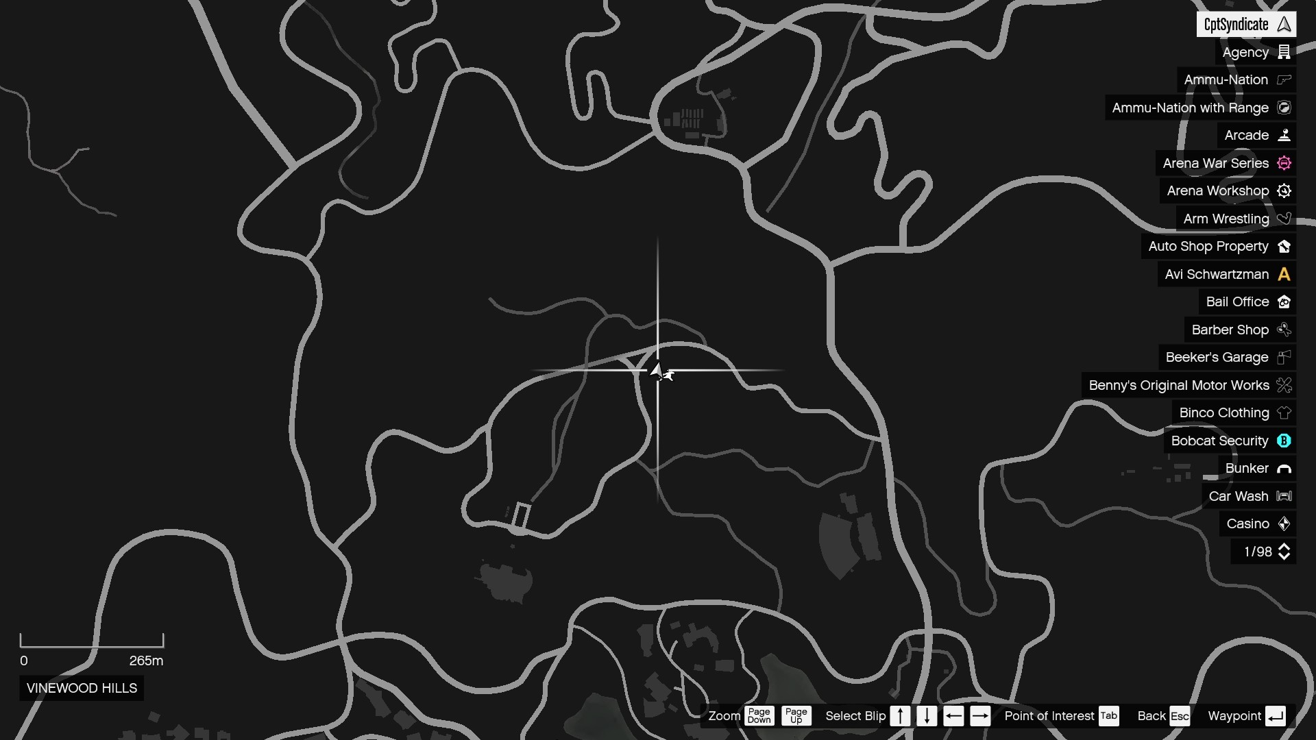 The map shows the location of the golden clover found hanging from a tree in Vinewood Hills.