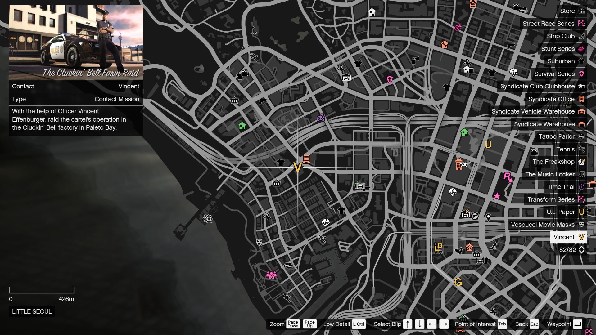 Vincent's location on the map after the call.