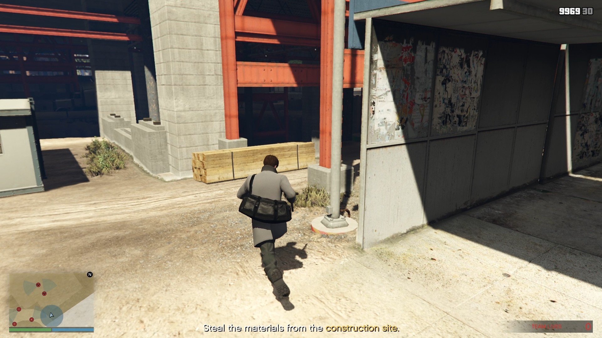 Enter from the right side. Be careful of the guard's line of sight to your left.