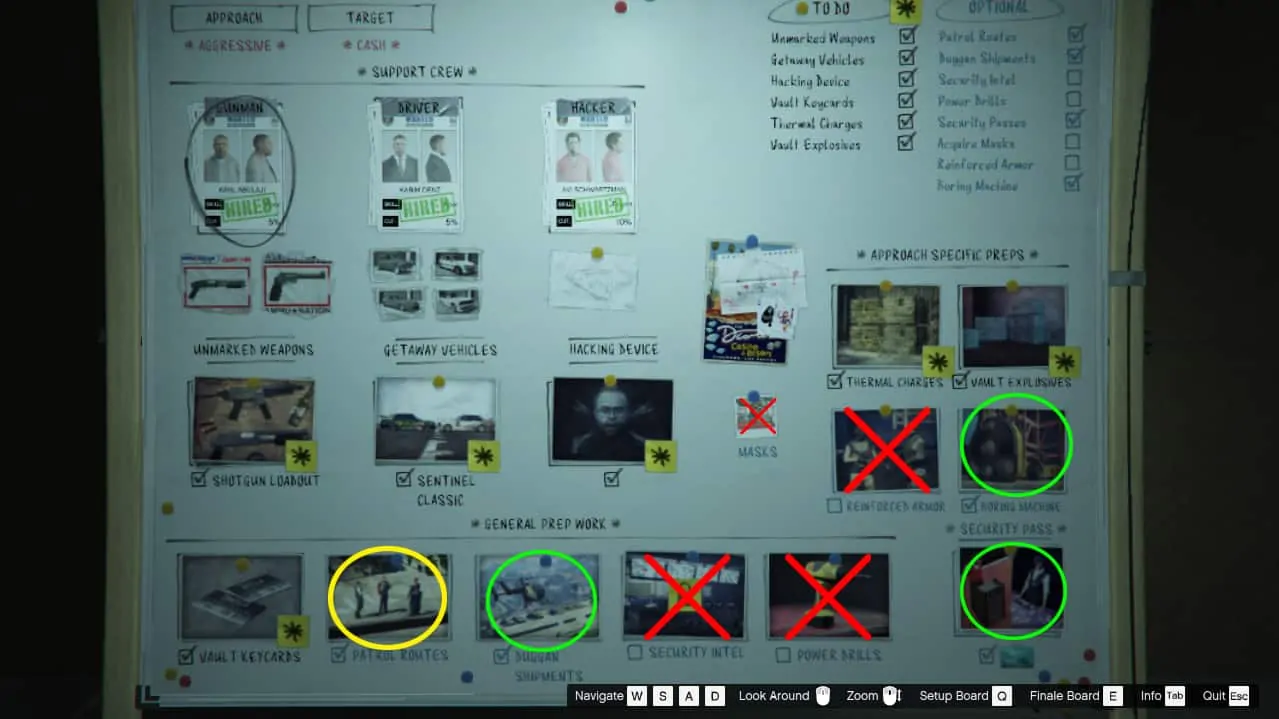 Diamond Casino Aggressive Heist: Approach Specific Prep Missions (Thermal Charges, Vault Explosives, Boring Machine)