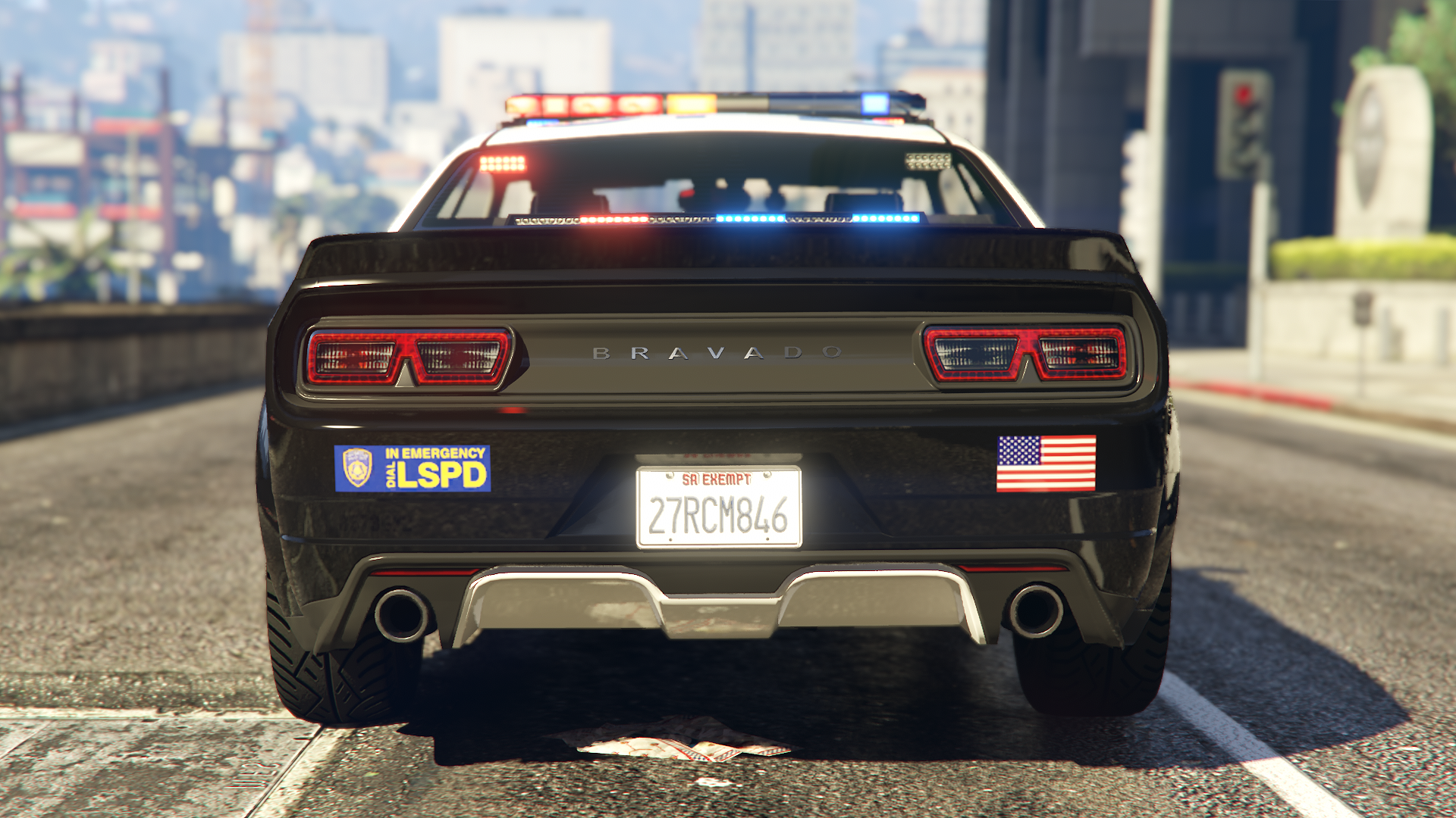 The back of the Bravado Gauntlet Interceptor as seen in GTA Online.