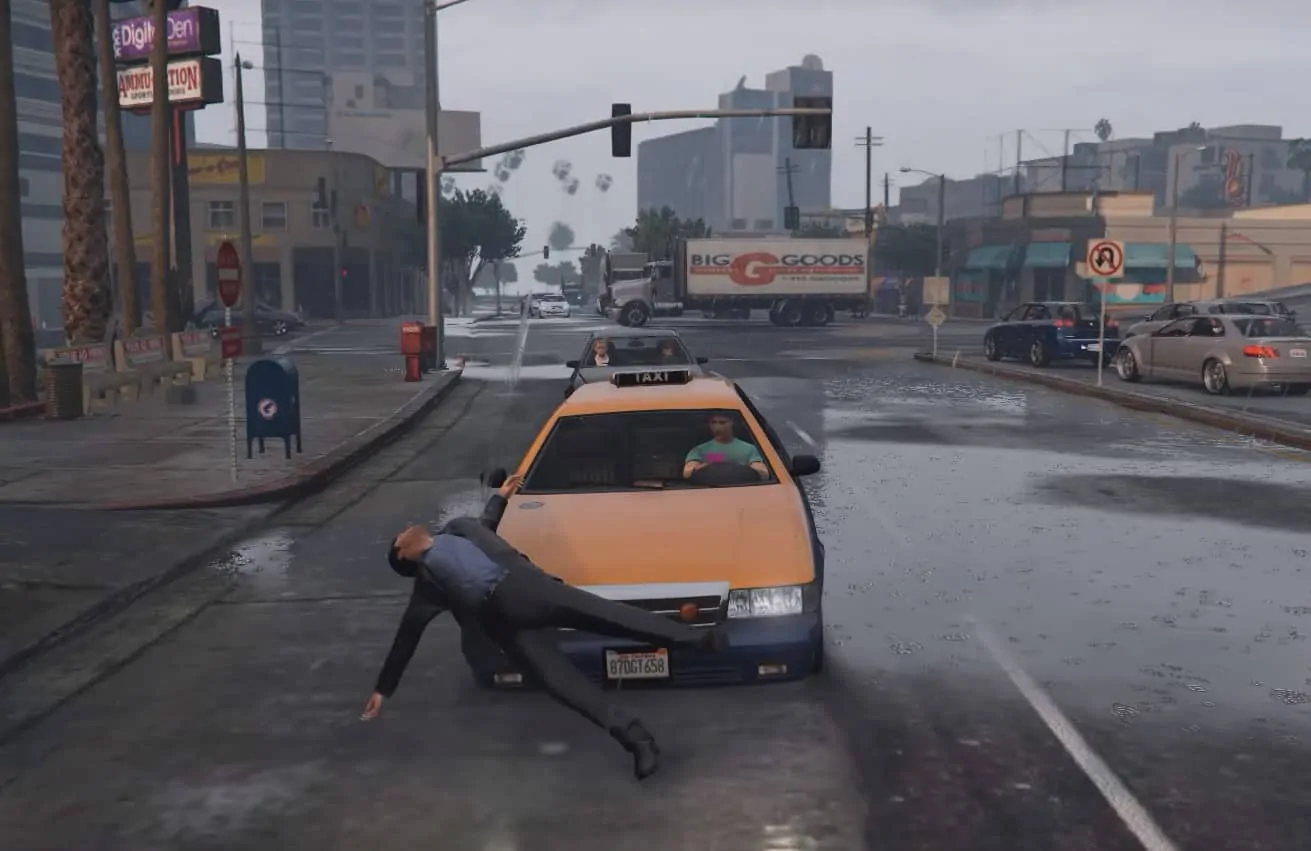 Getting hit by a vehicle