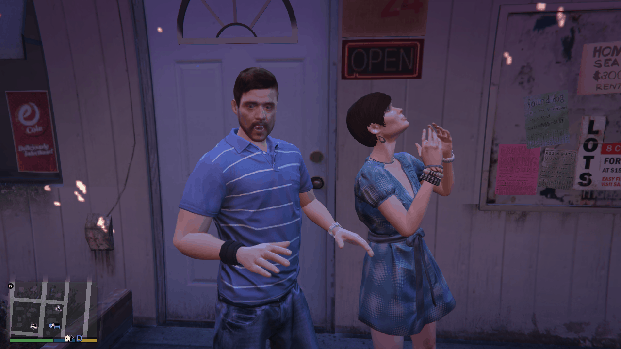 Drunk Couple in front of the ba