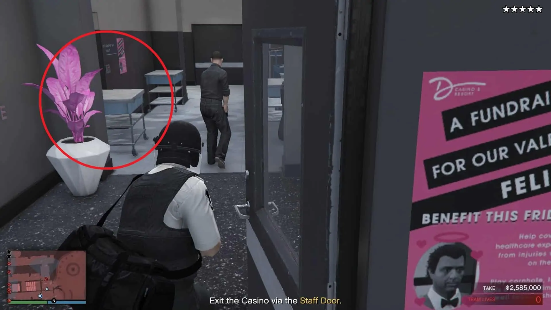 Blocked door from outside and the guard who you need to take out