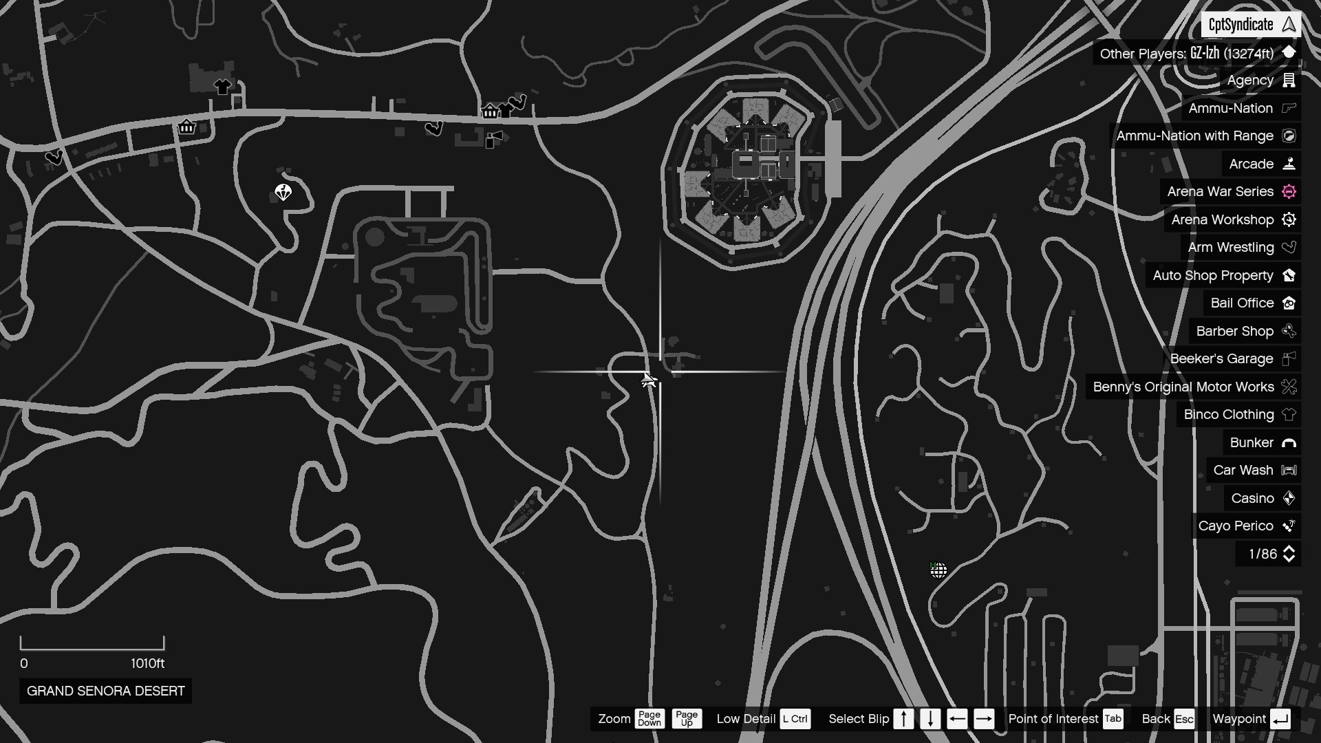 Chicken Hawk's location on the map.