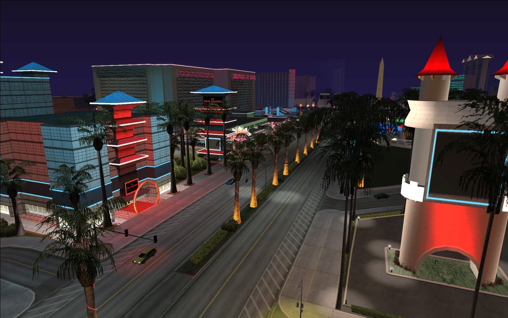 Casinos along The Strip at Las Venturas in GTA: San Andreas.
