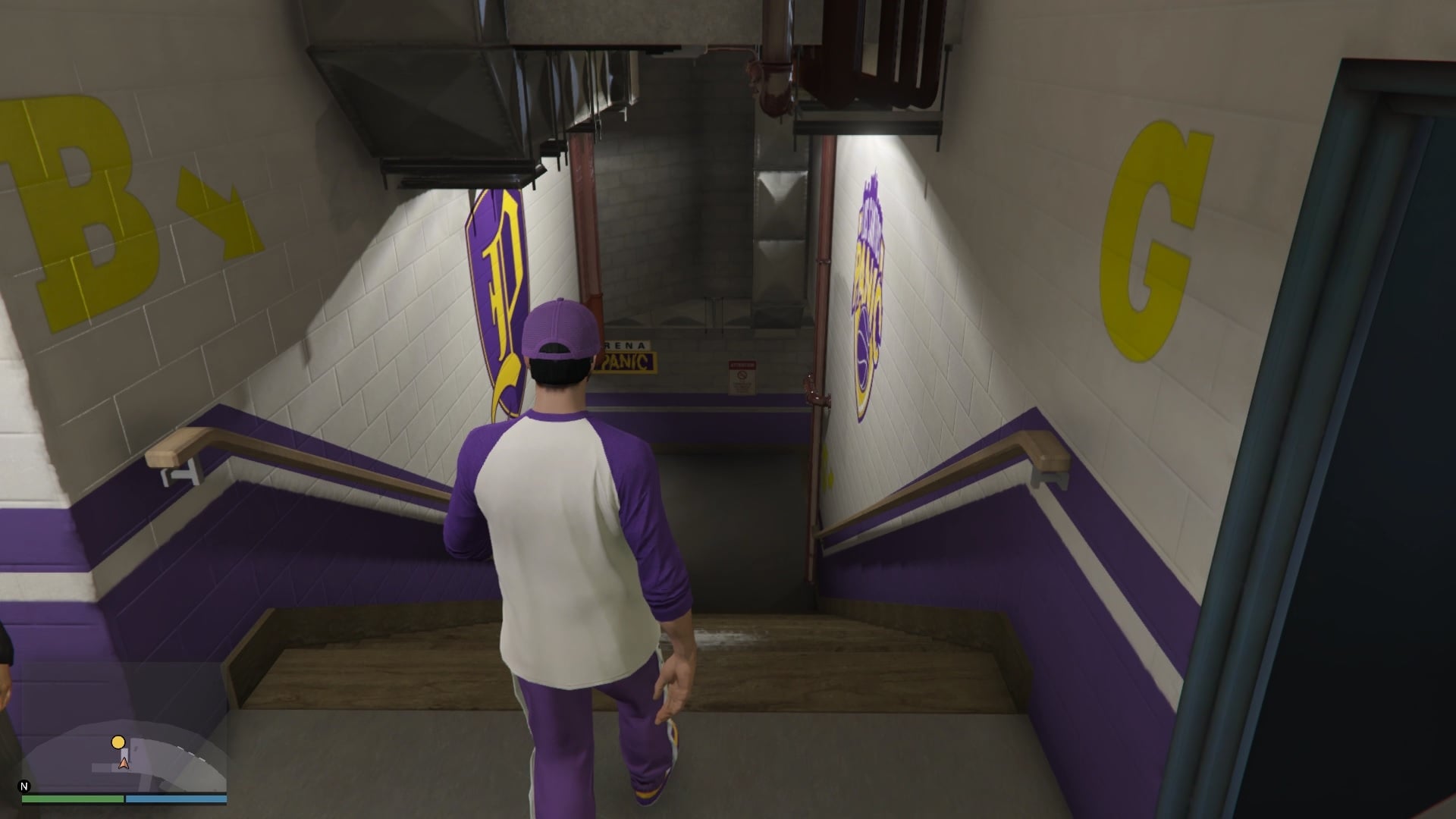 Stairs leading down to the elevator.