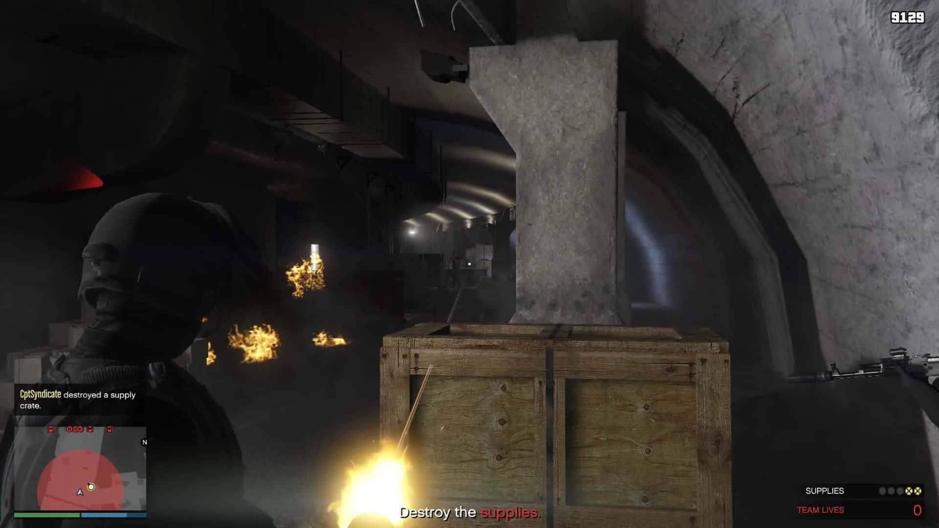 Killing more guys along the passage at the end