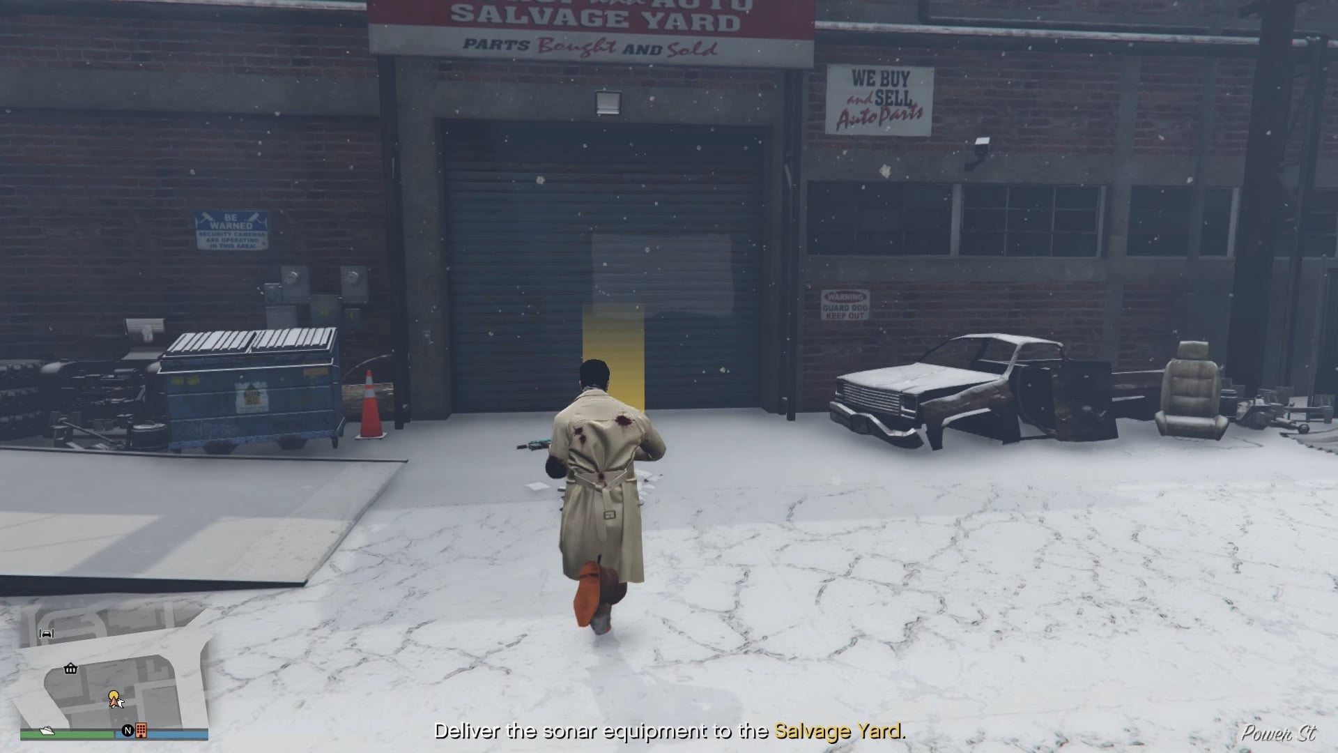 Delivering the sonar equipment to the salvage yard.