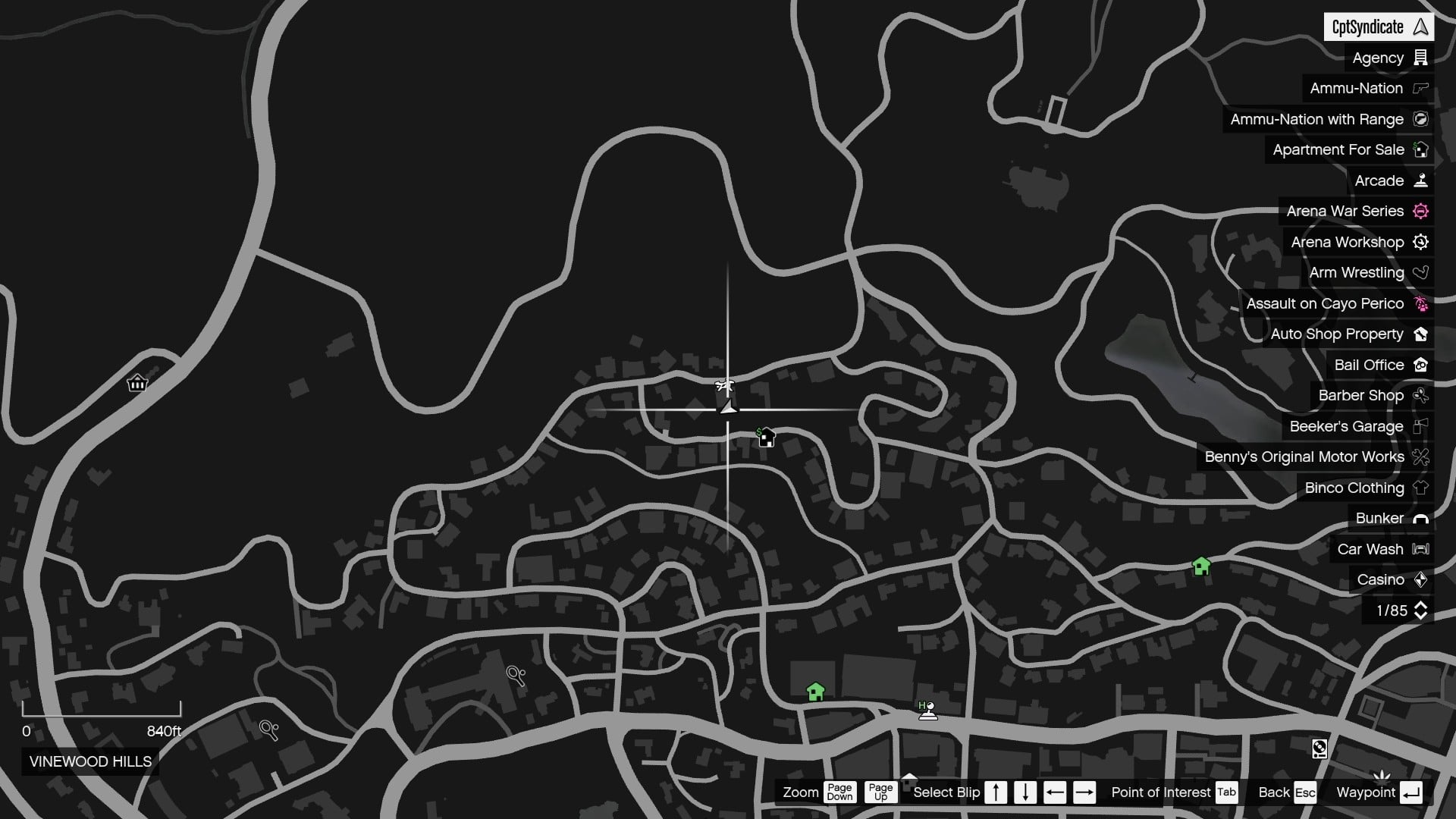 The map shows the location of the Yuanbao in the backyard of a house in Vinewood Hills.