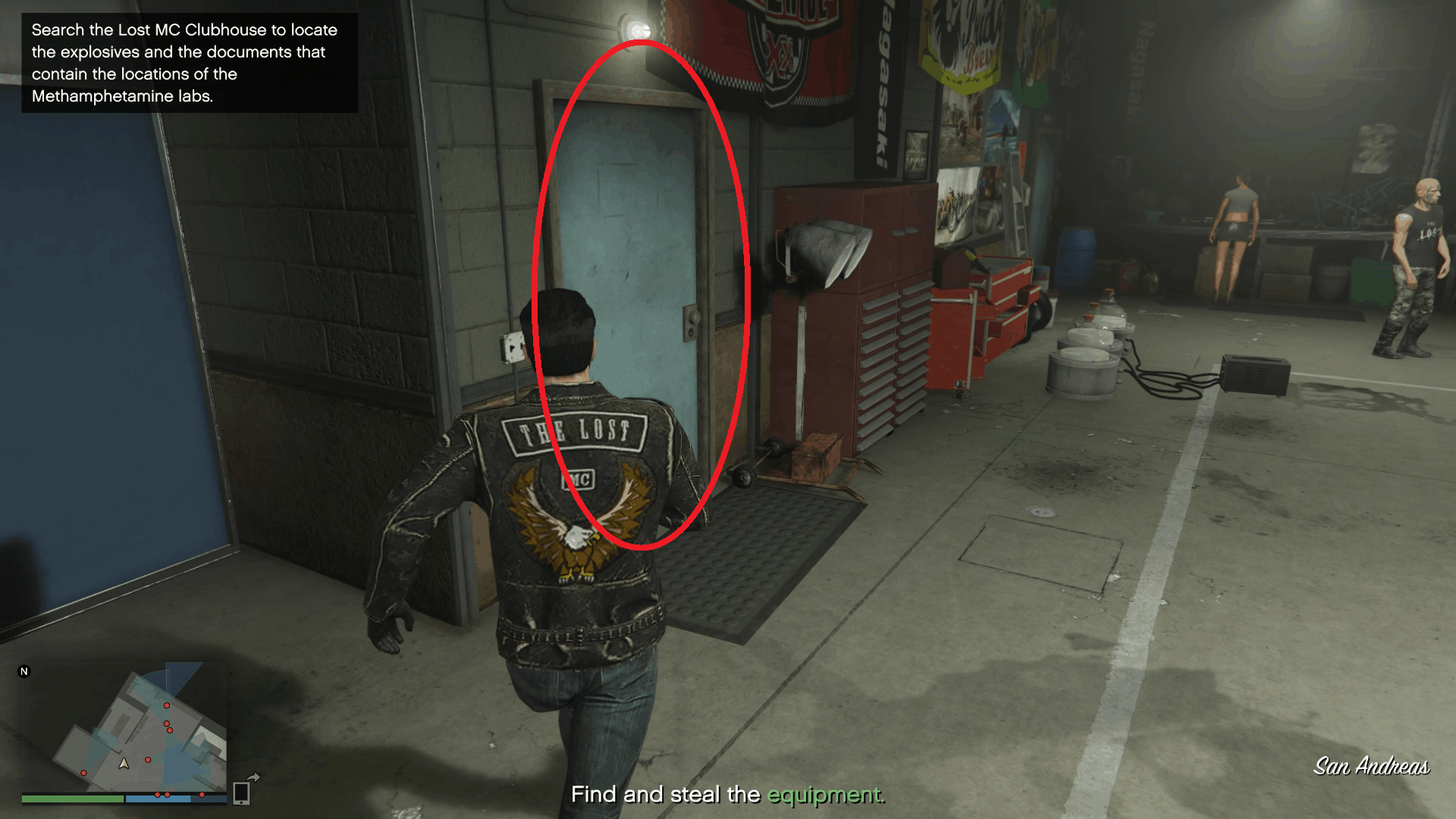 Room with potential equipment to the left as soon as you enter