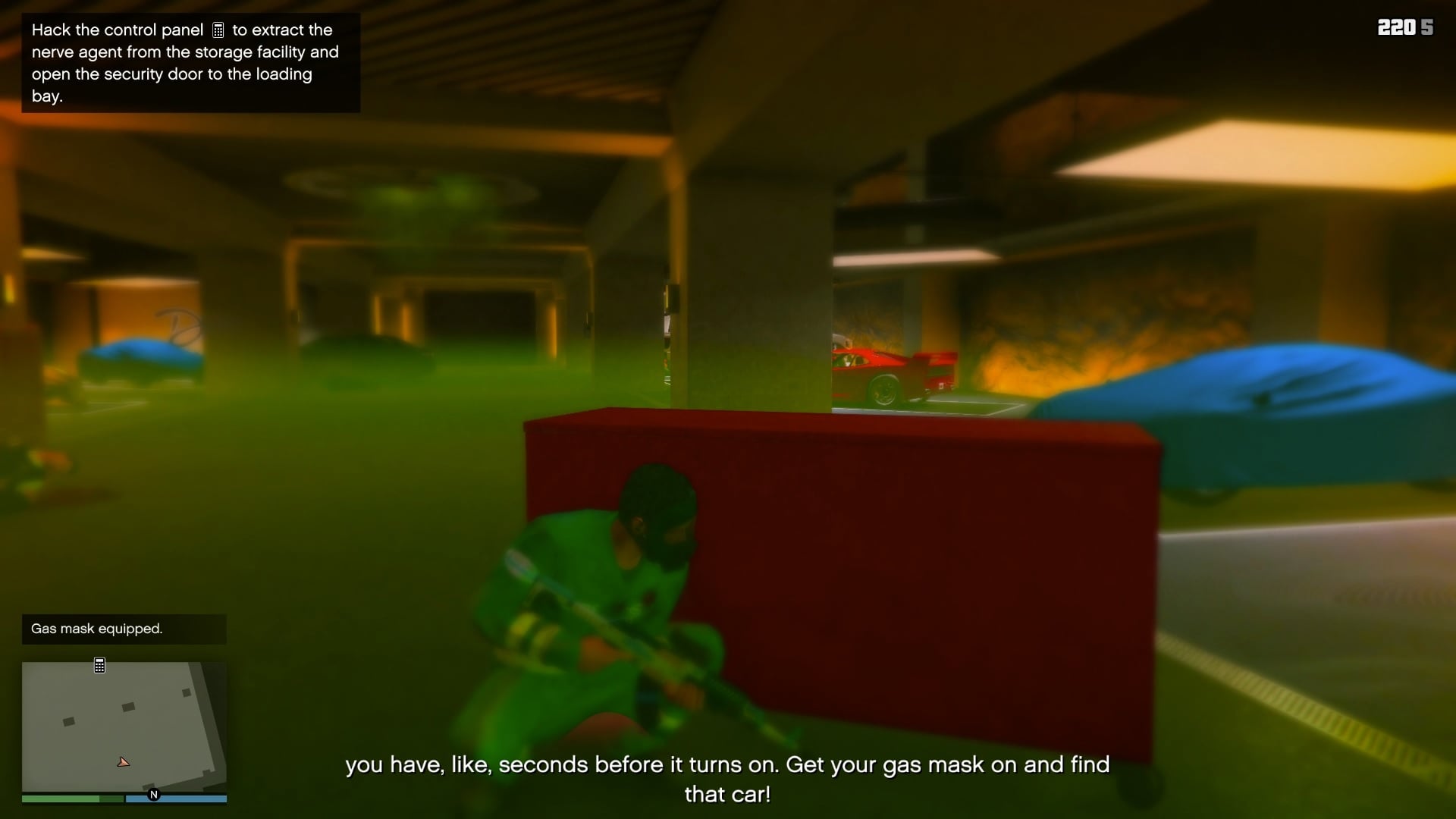 Quickly equip your gas mask.