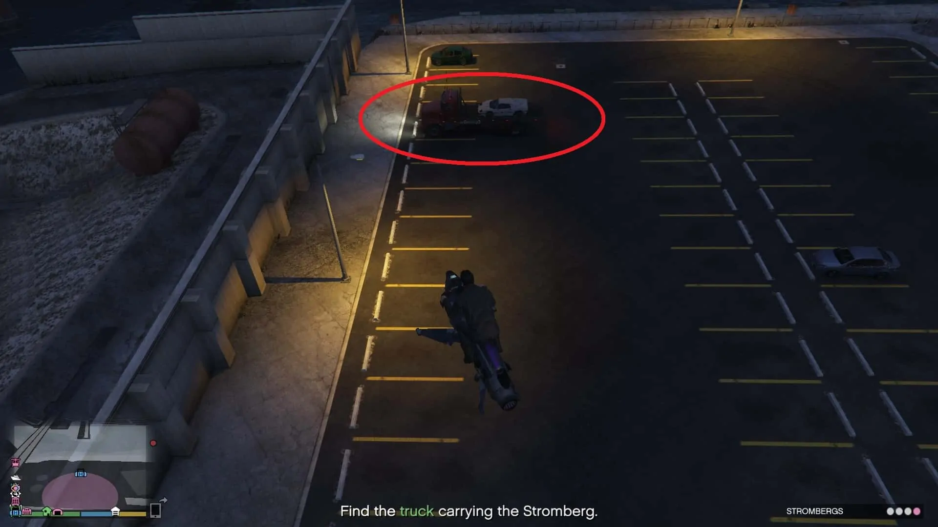 Stromberg on a parked truck