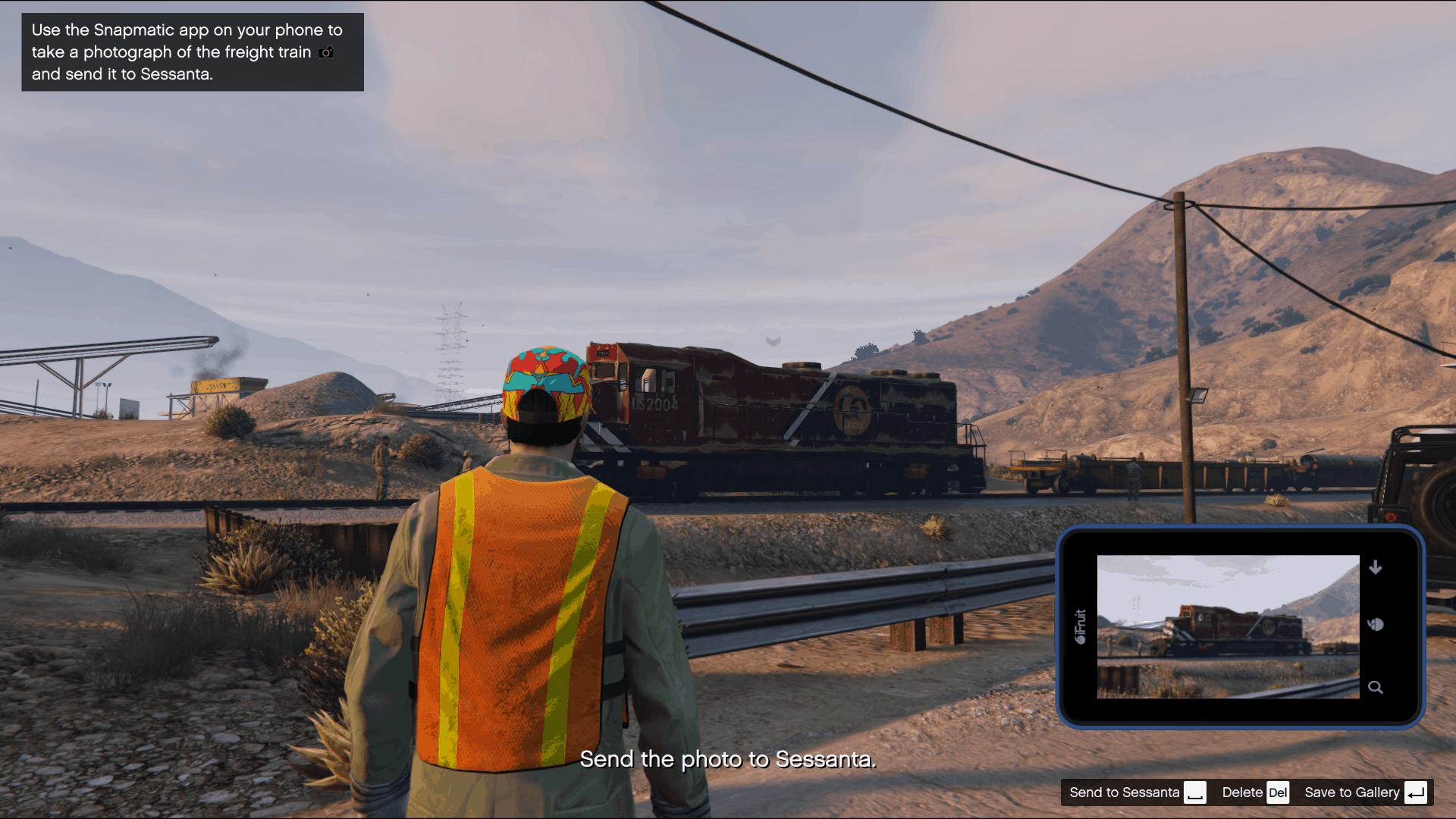 Taking and sending the picture of the train to Sessanta