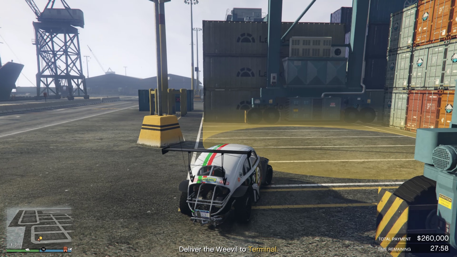 Ensure you do not hit the vehicle on your way to the terminal, as the total payment value decreases with each hit.