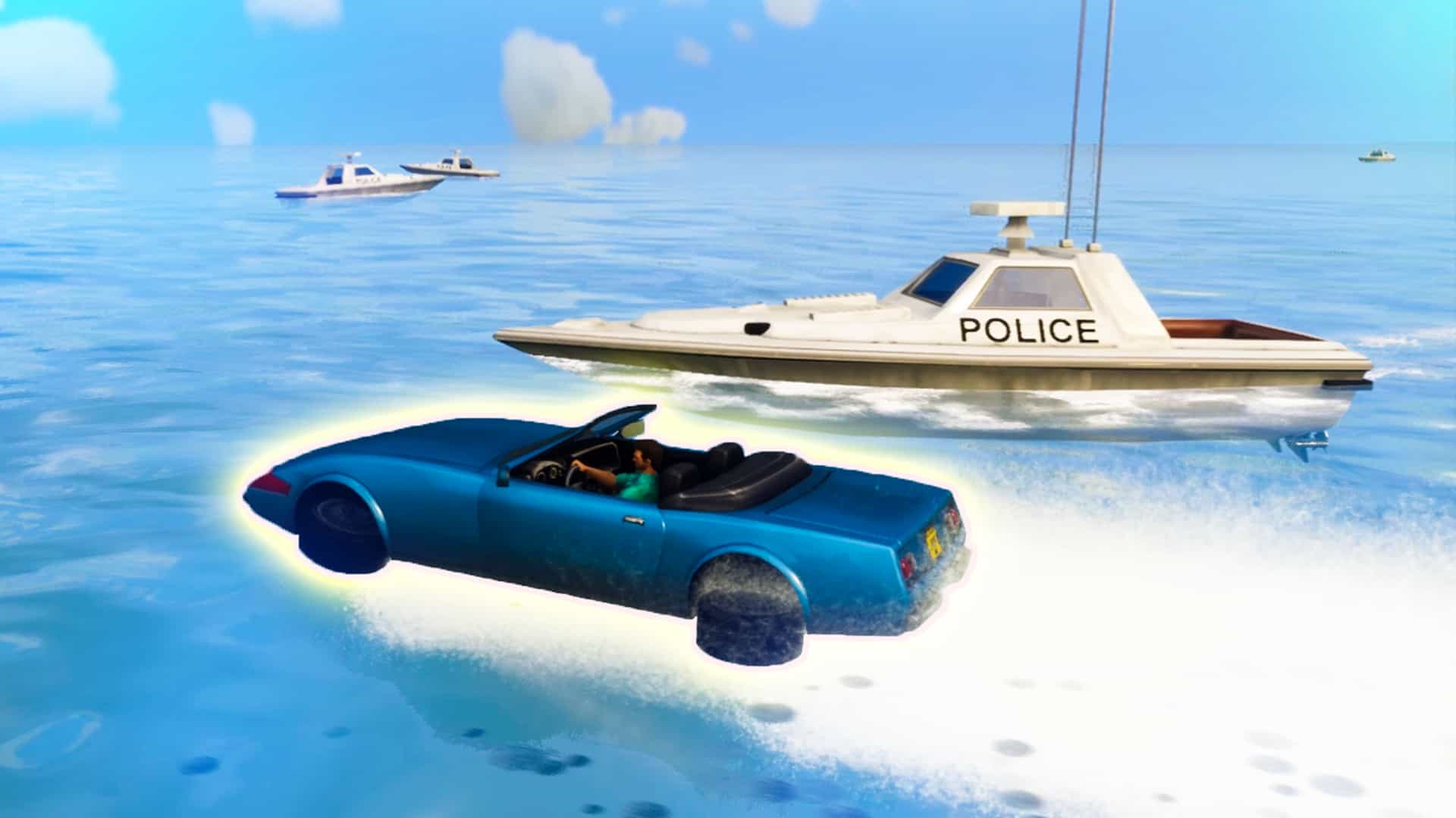 Cars can float in GTA Vice City on PC, thanks to cheat codes.