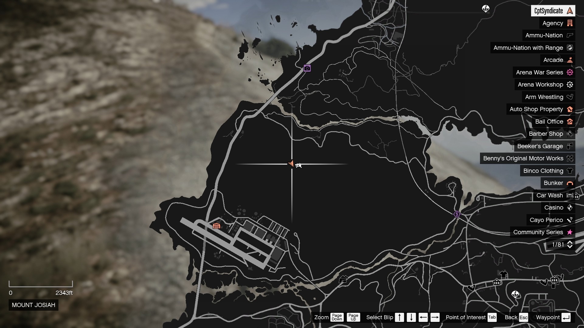 Mountain Lion's location on the map.