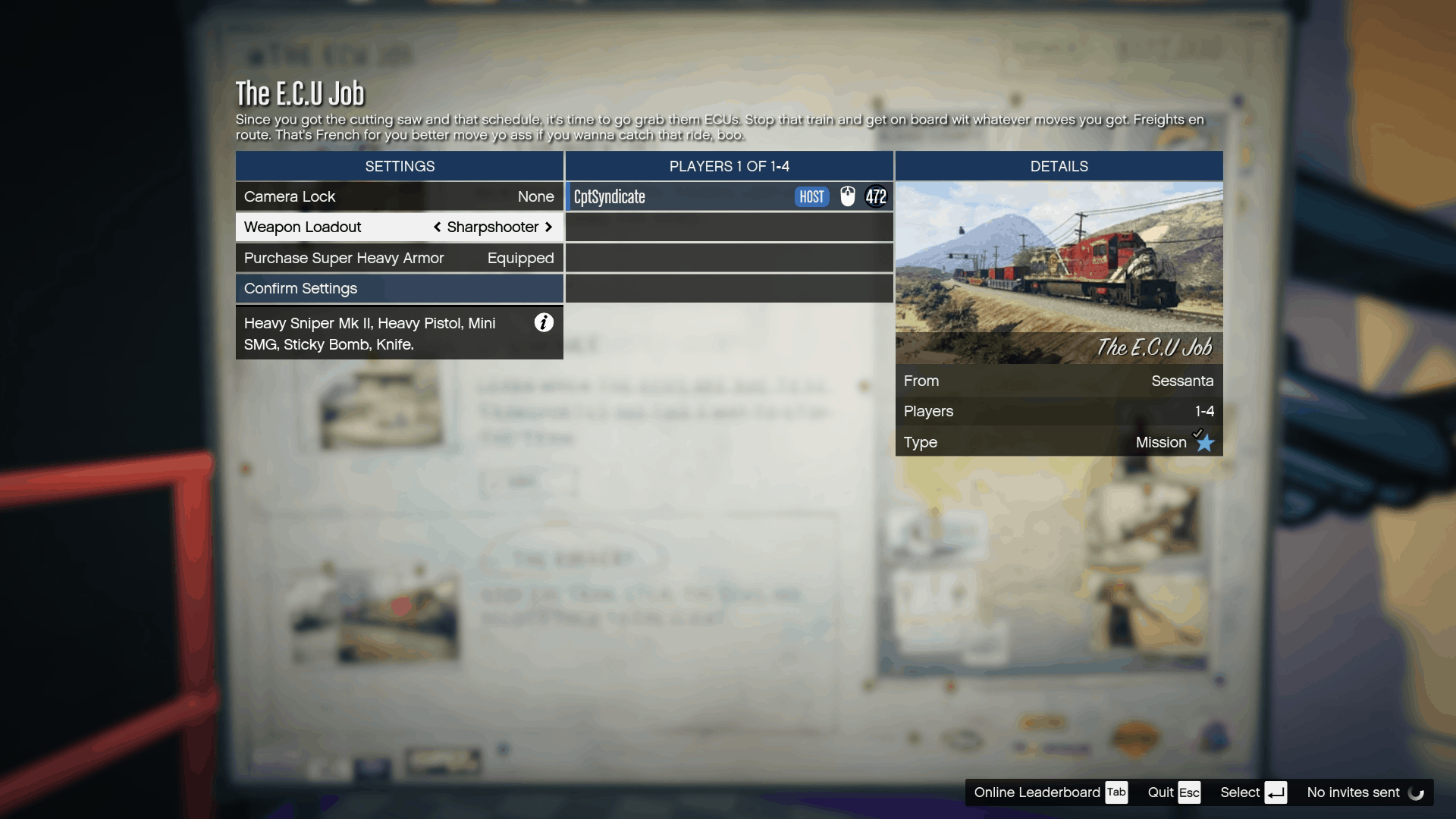 Selecting the 'Sharpshooter' weapon loadout