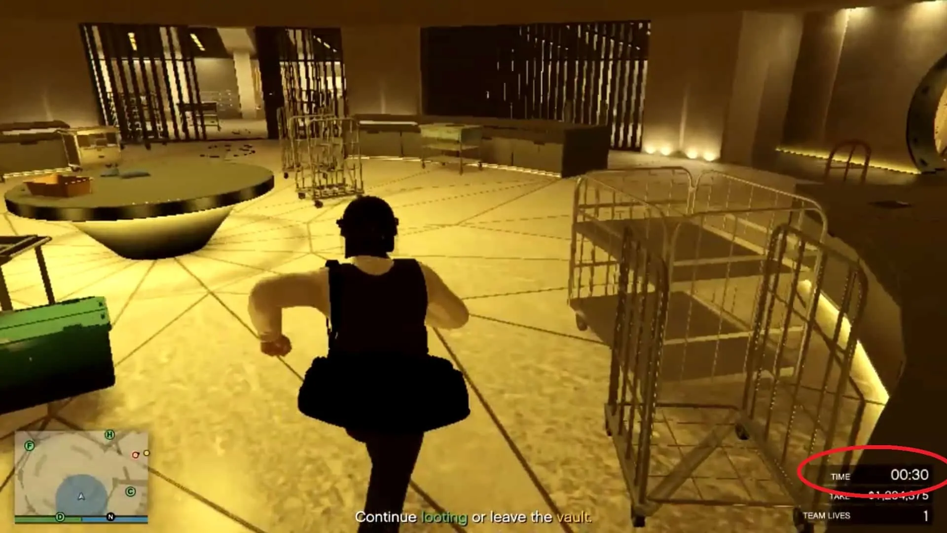 Leaving the vault when the timer reaches around 30 second mark