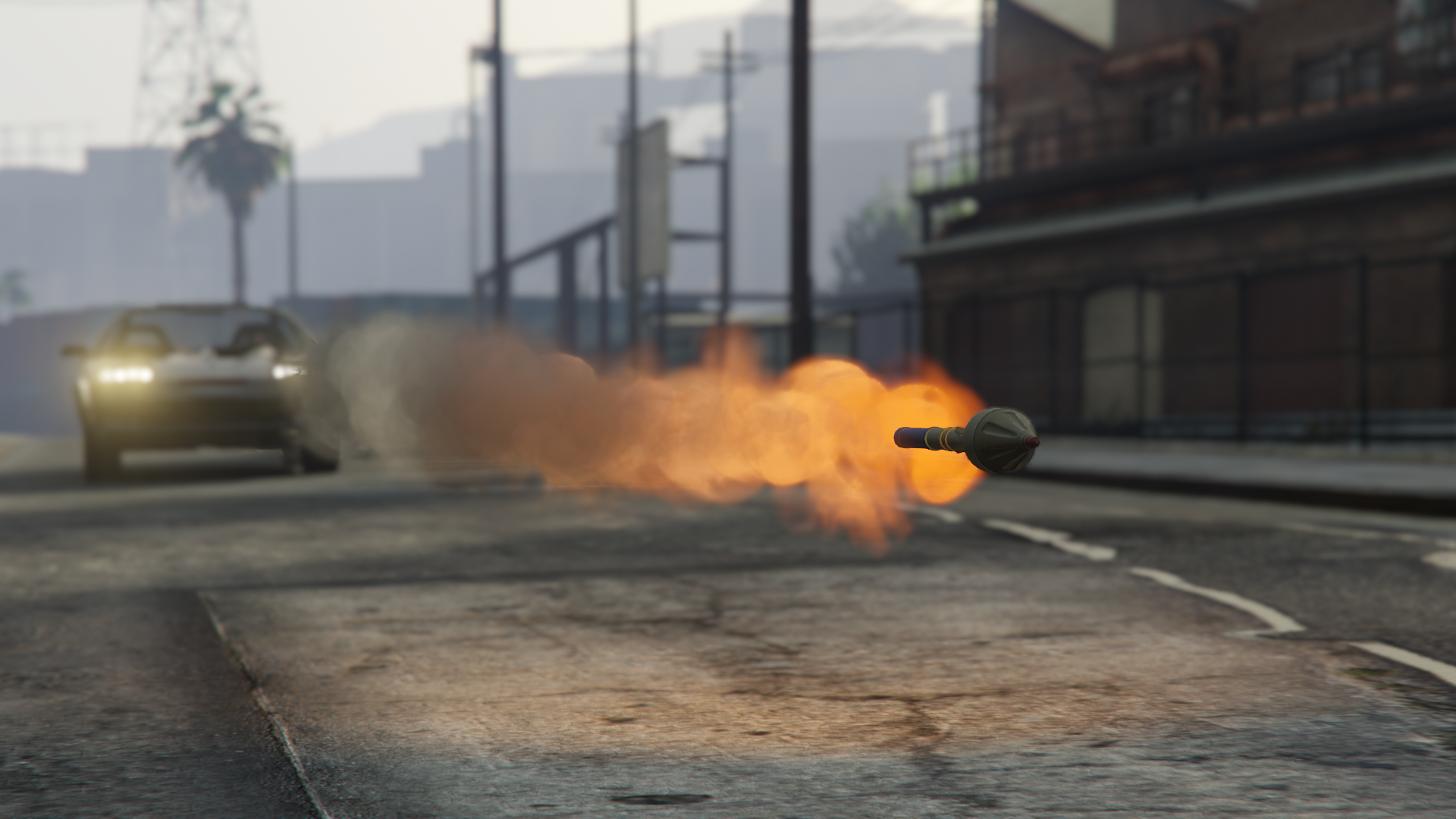 Imponte Ruiner 2000 firing a rocket missile.