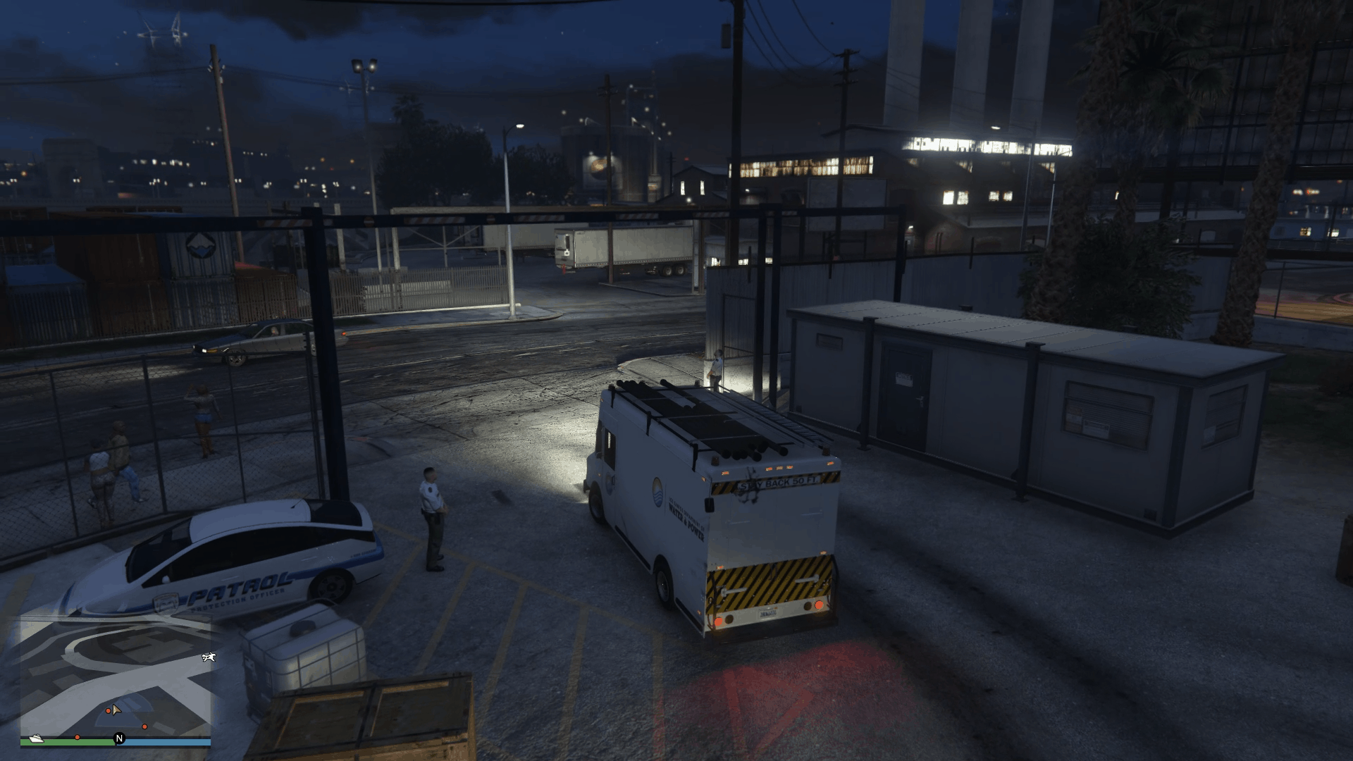 Leaving the compound in the company truck