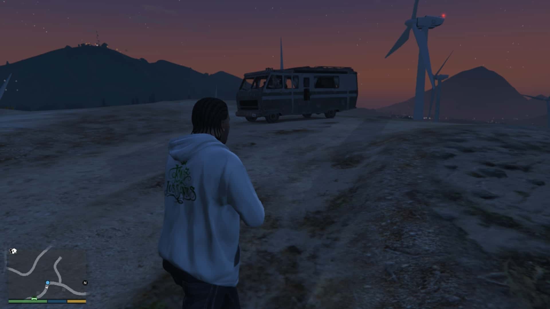 Camper Van located on top of the hil