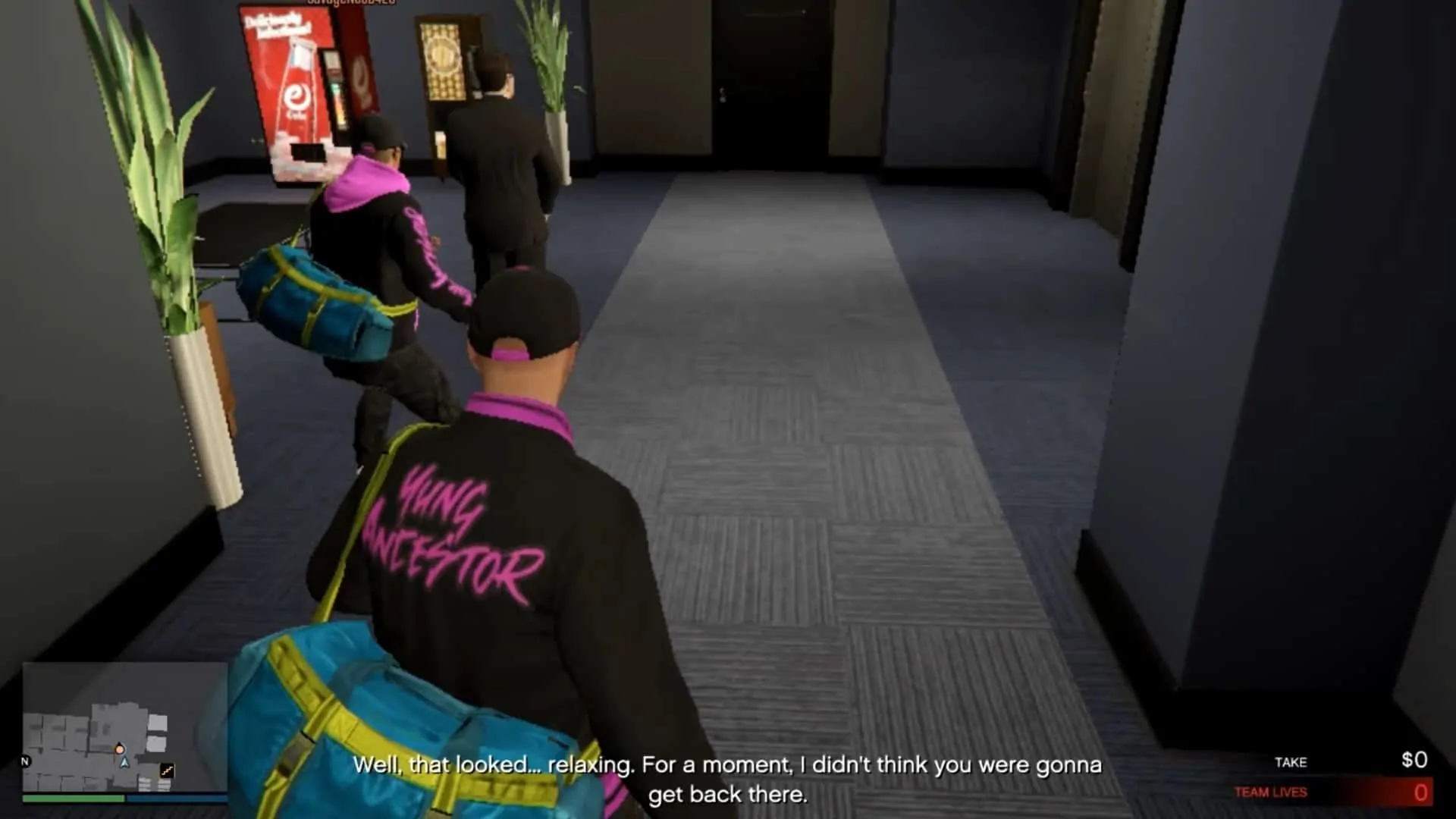 Silently taking out the guard after passing through the double doors