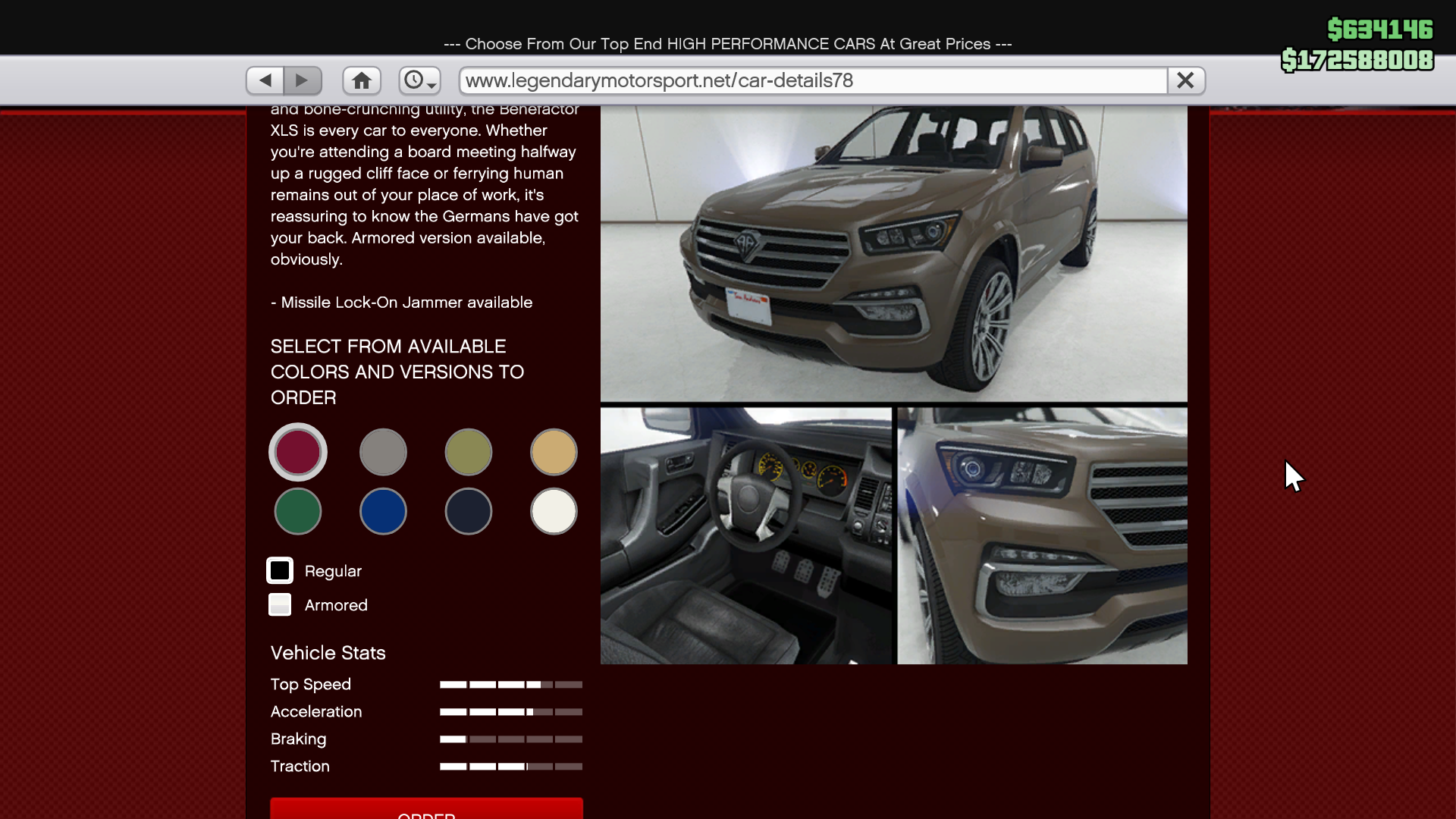 Benefactor XLS in the in-game store.