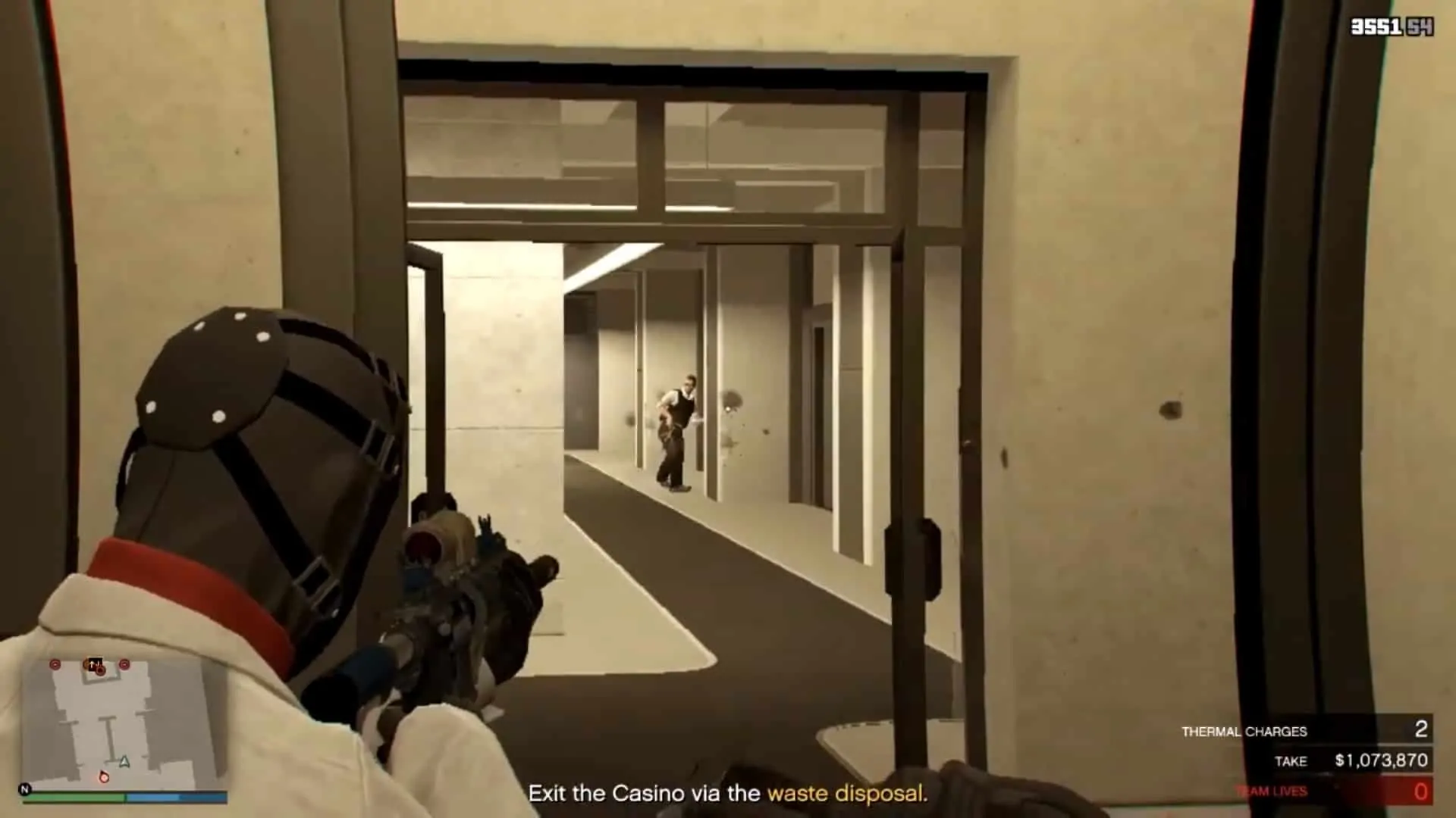 Taking out the guard near the elevator
