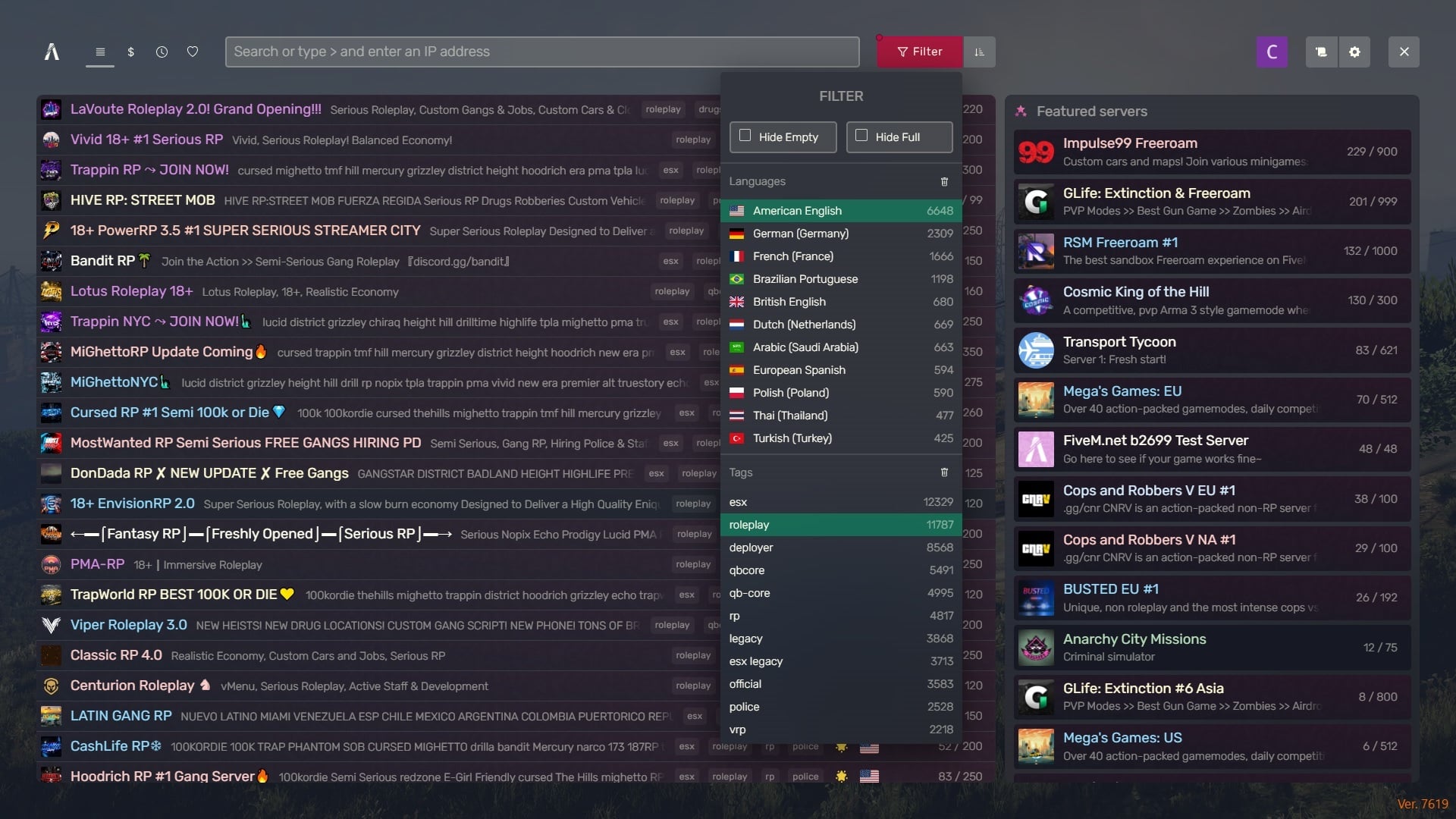 FiveM offers thousands of custom servers to choose from, all created by the passionate community.