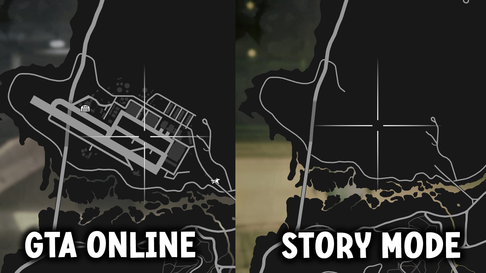 In story mode, the map appears empty. However, in GTA Online, you'll have access to the full layout of the base on your map, allowing you to navigate its various sections.