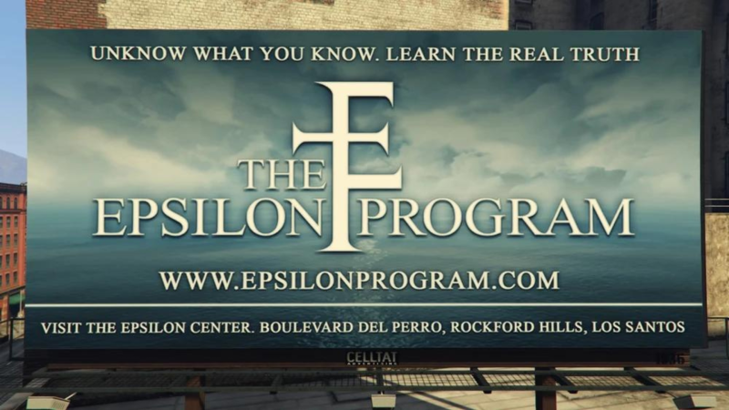 The Epsilon Program is a religious cult in the GTA series led by Cris Formage.