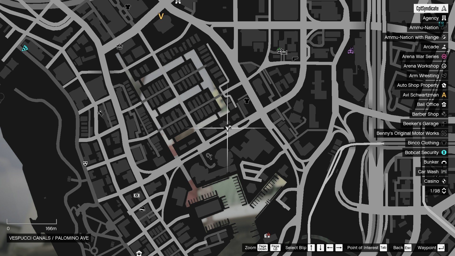 The map shows the location of the lucky clover on Palomino Avenue in Vespucci Canals.