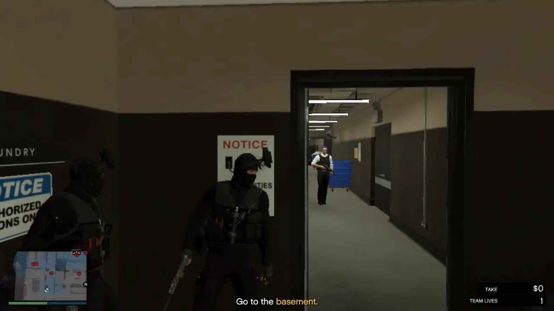 The guard in the hallway after you go through the double doors