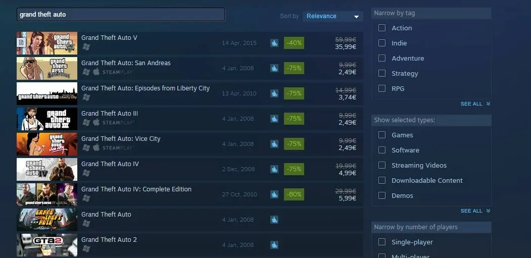 GTA V Discounted In Steam Winter Sale