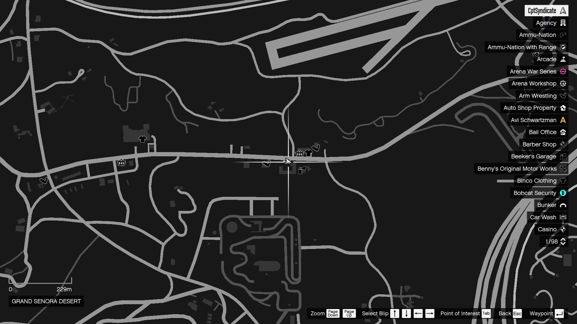 The map shows the location of the golden clover found at the Motor Hotel in the Grand Senora Desert.