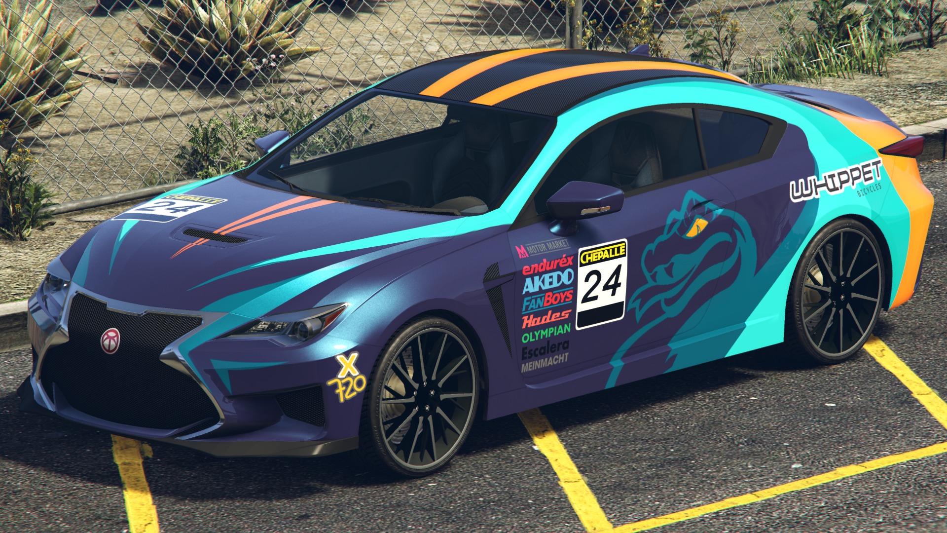 Emperor Vectre, with a limited-time promotional livery that was awarded to players for subscribing to GTA+ between February 16 and March 15, 2023.