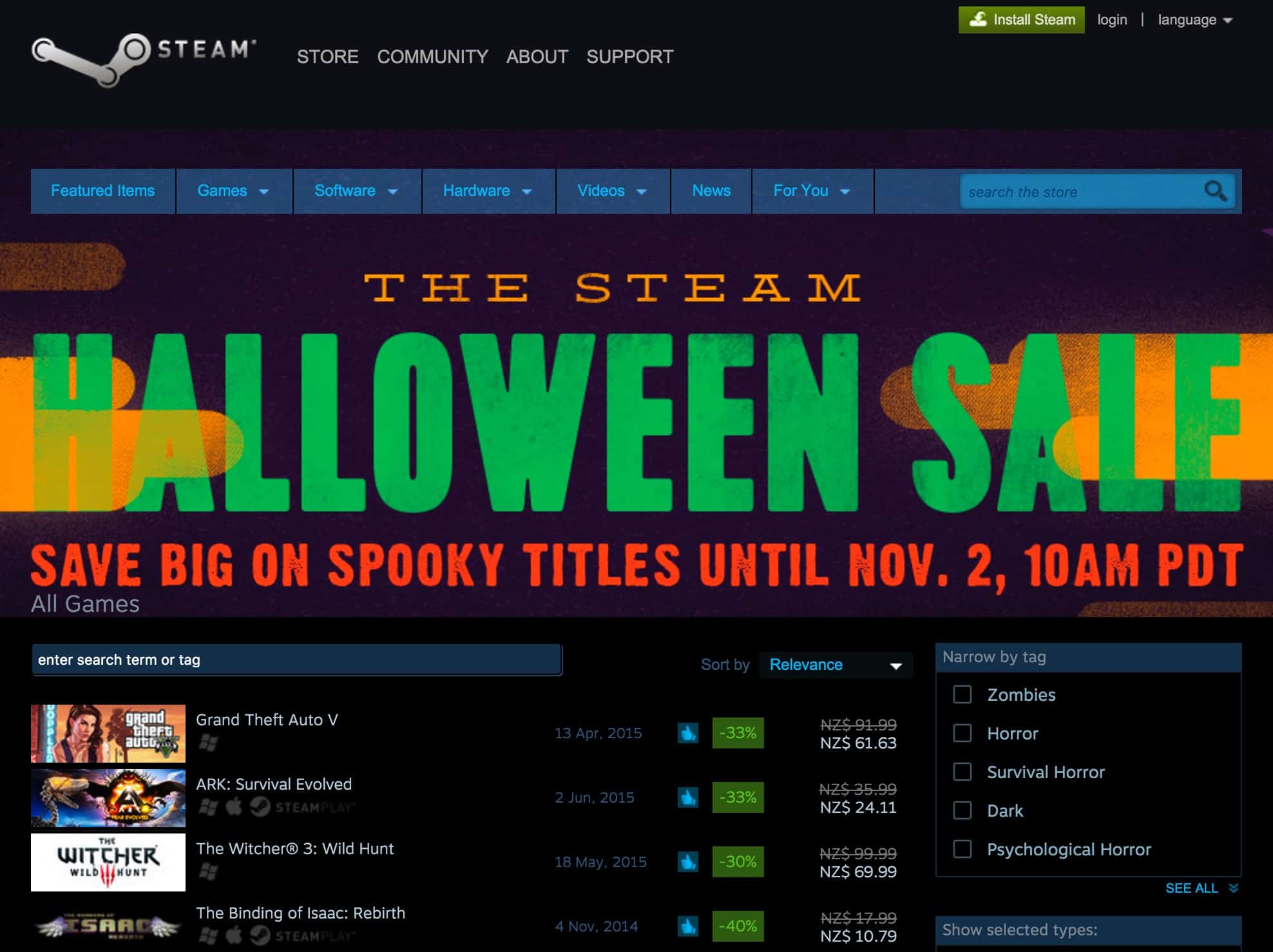 Gta V And Others Discounted In Halloween Steam Sale