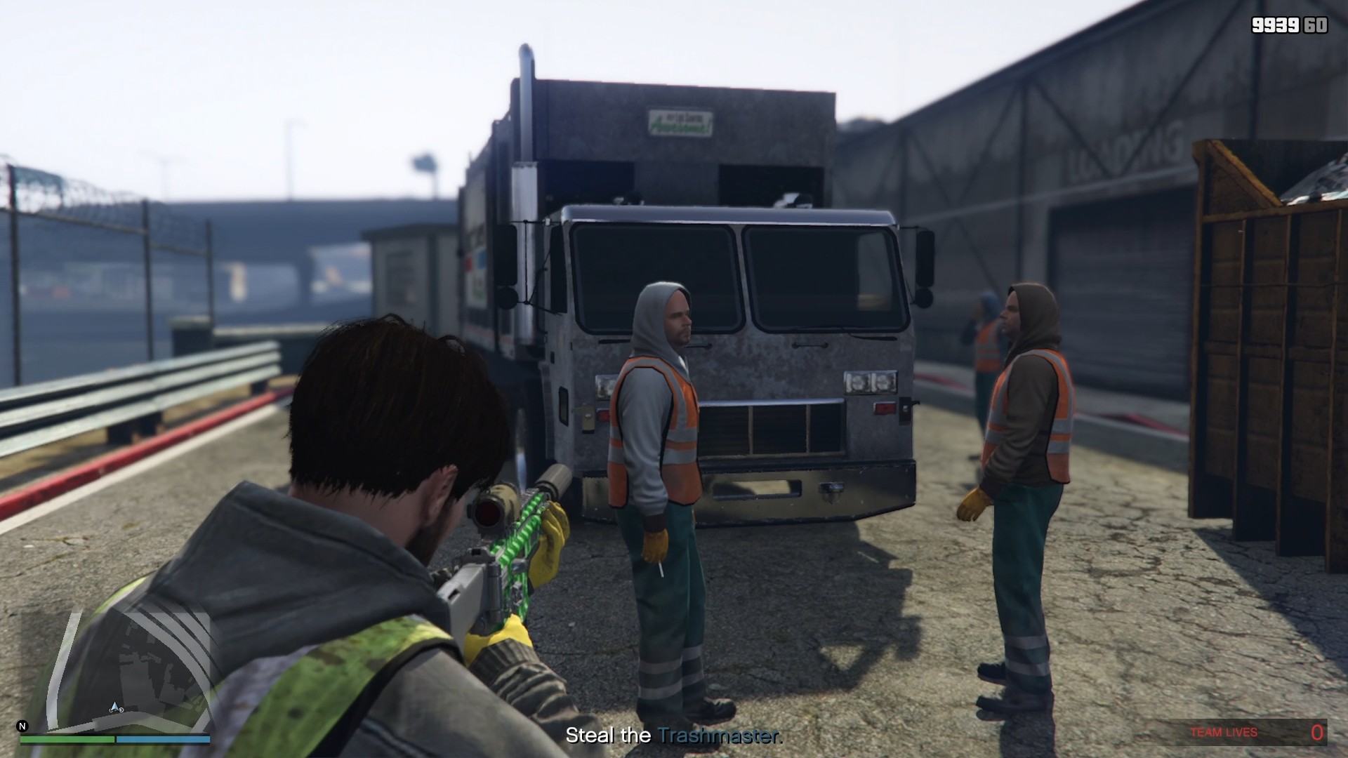 Aiming at the workers to intimidate them.