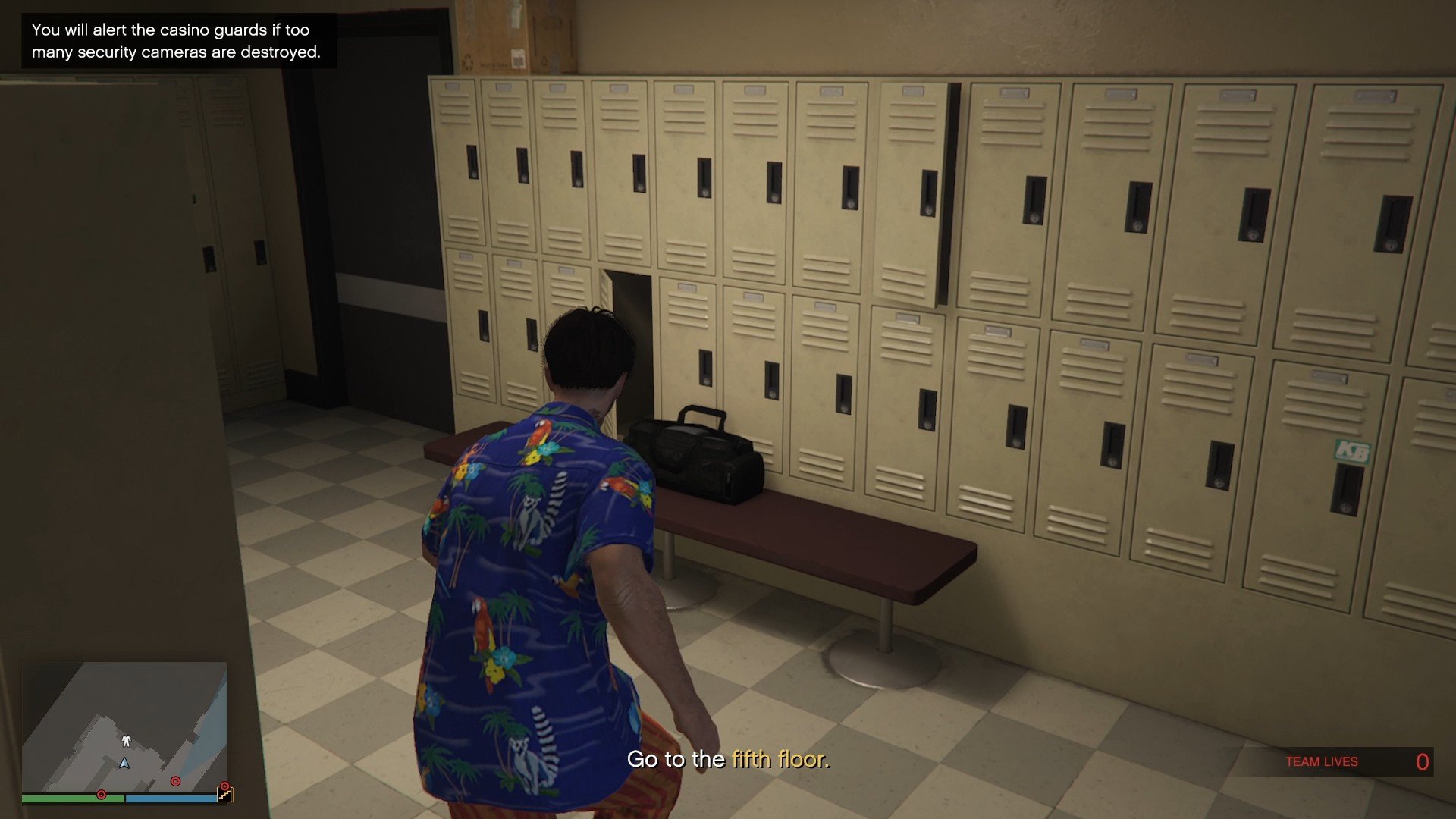 Staff cleaner outfit on the bench.