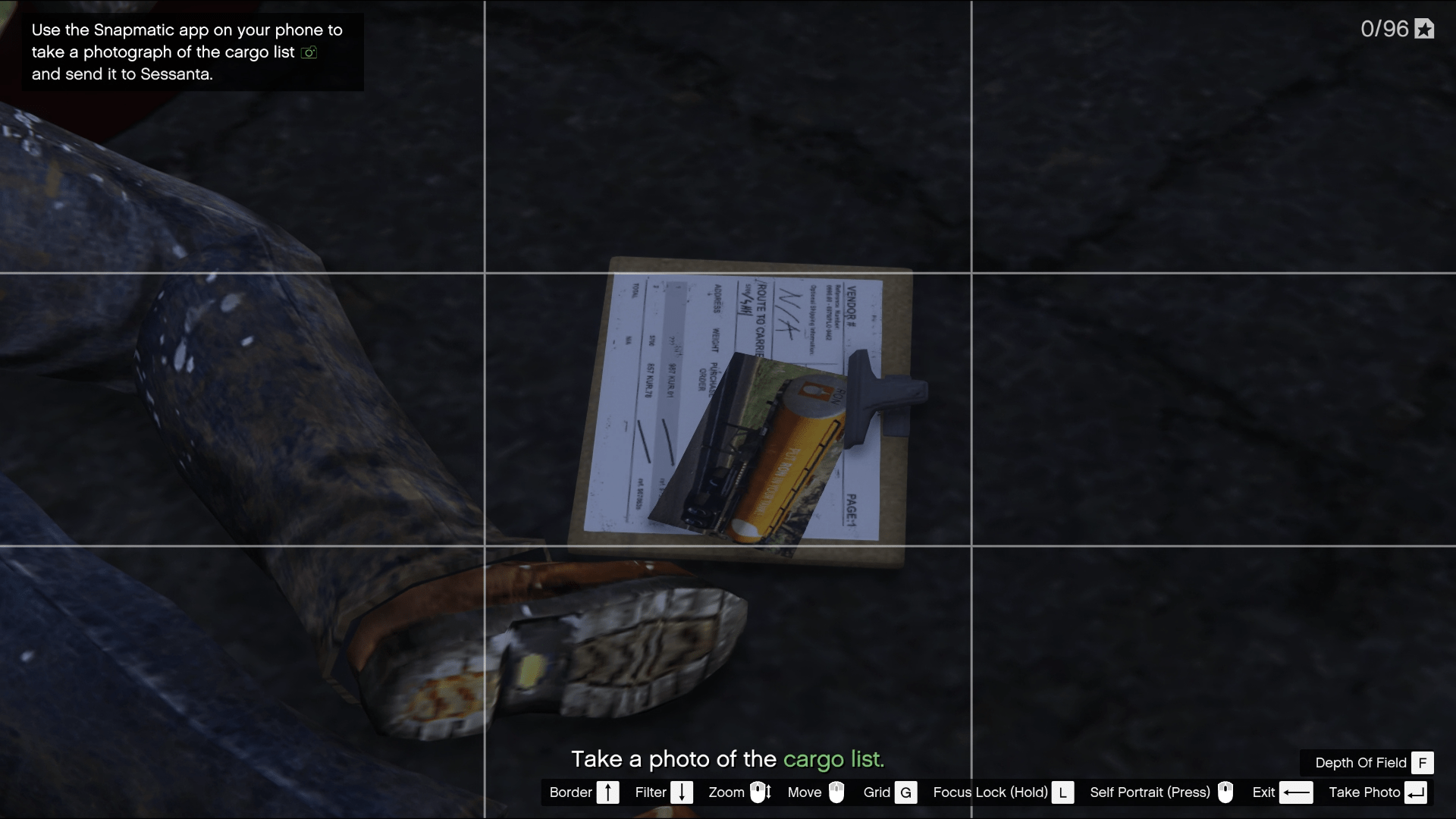 Zoom into the cargo list to ensure it registers as a picture