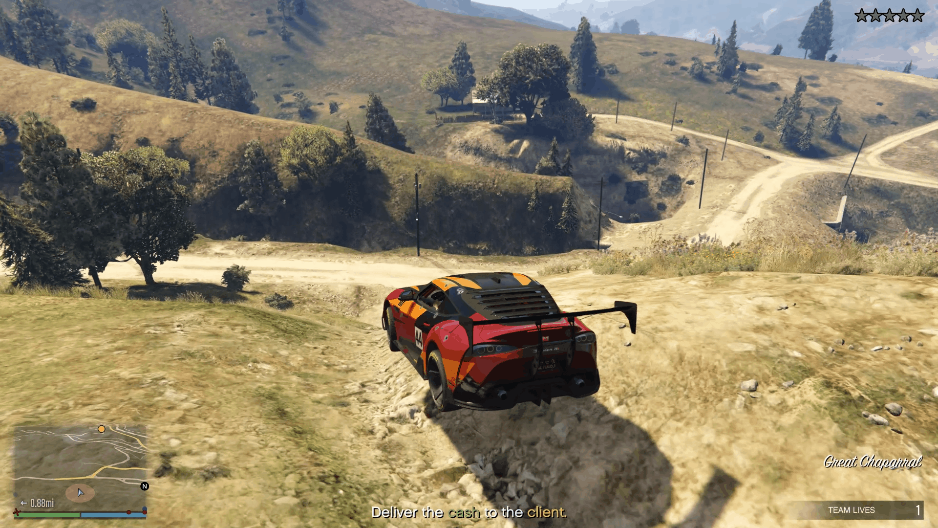 Continuing the off-road path towards the client