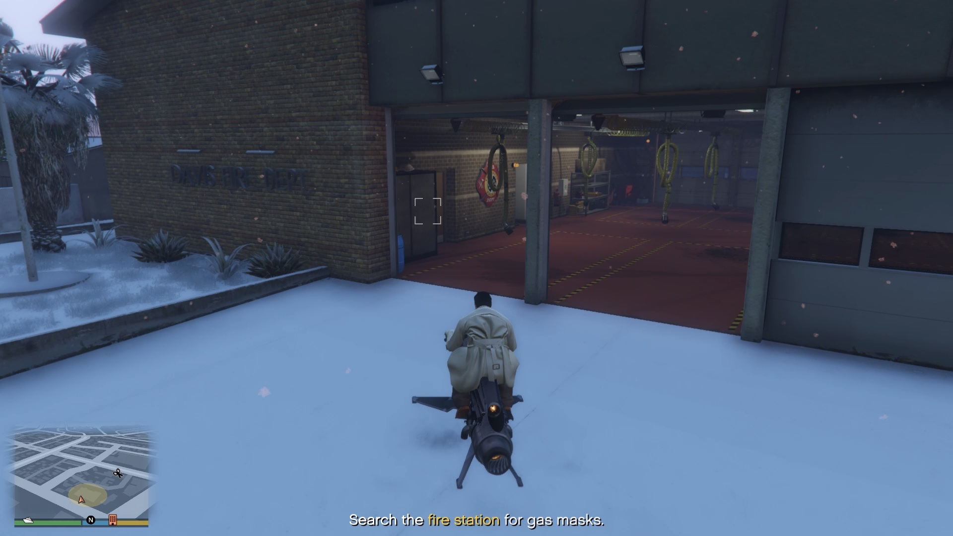 The fire station garage.