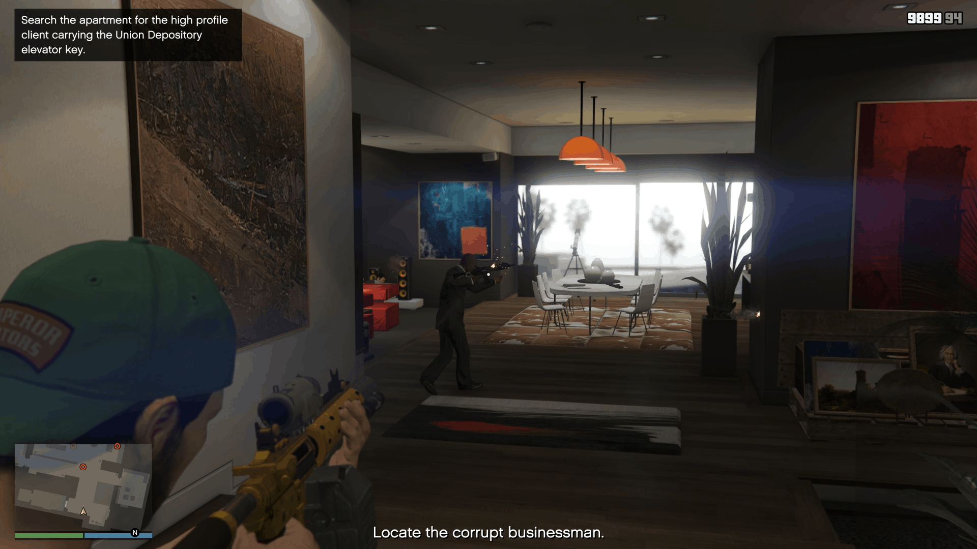 Fighting the guards inside the apartment