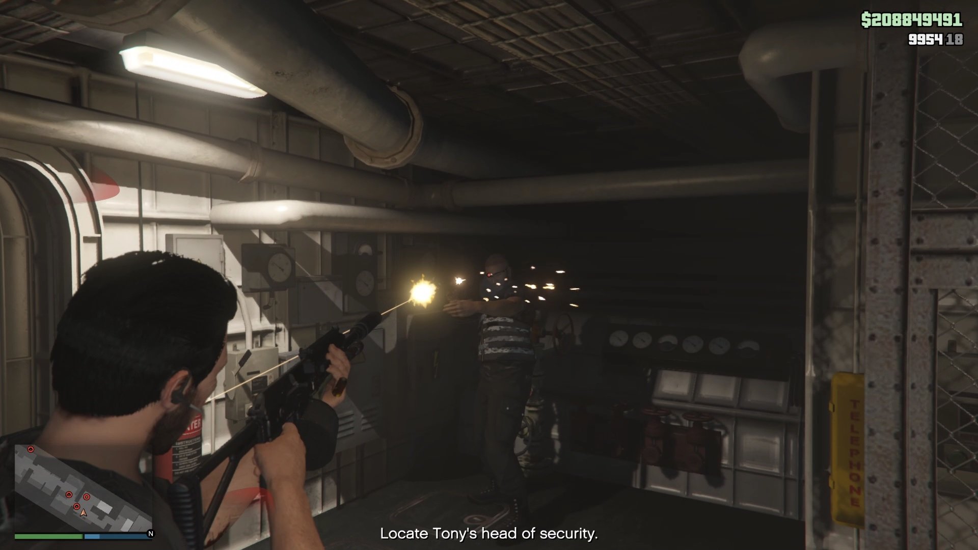 One of the guards on your right as you move forward.