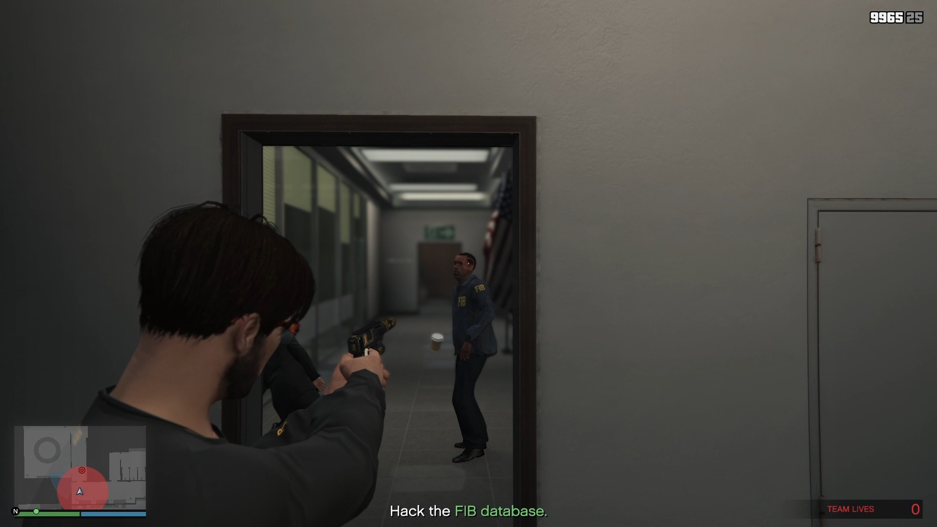 The two agents at the end of the corridor.