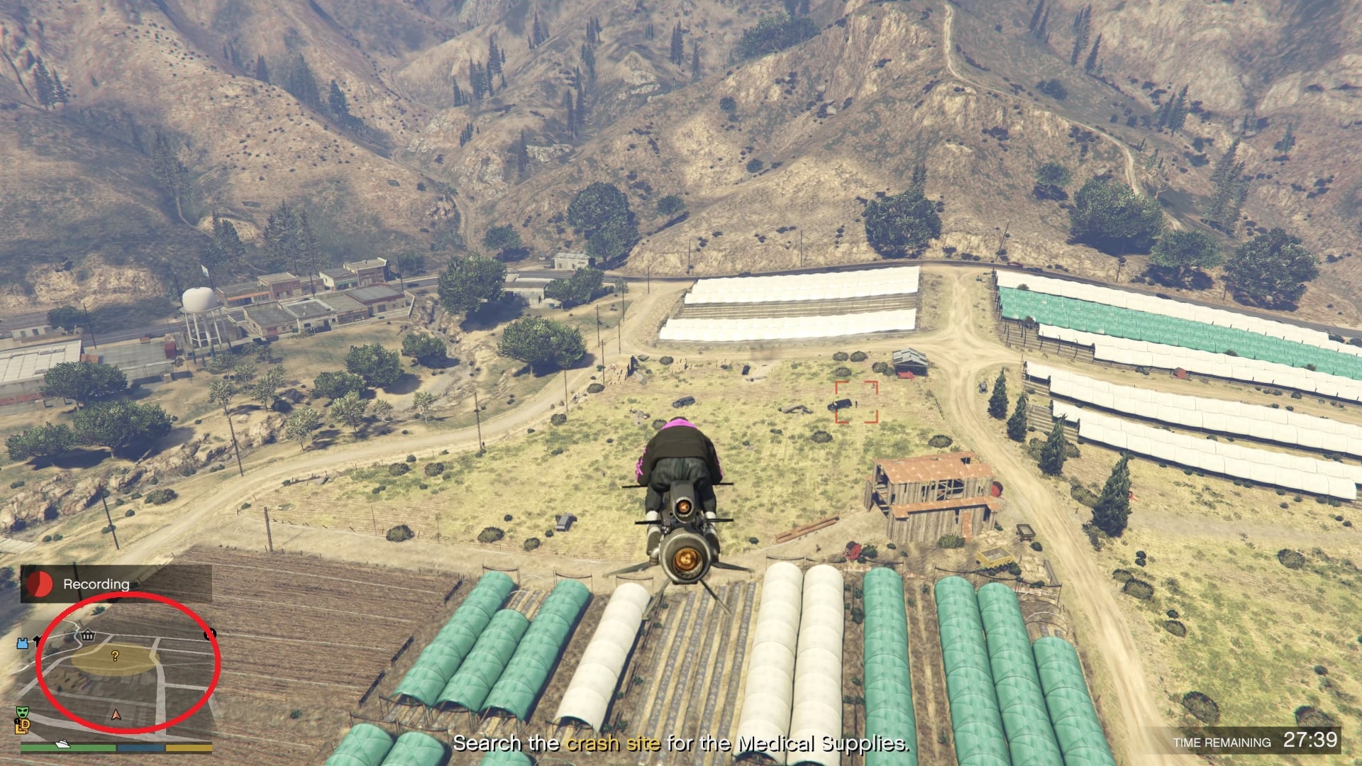 Yellow zone represents the crash site.