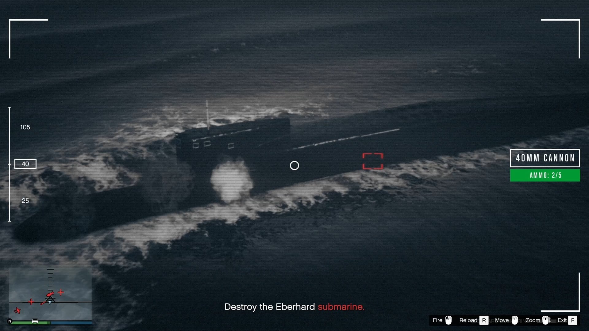 Firing at the submarine.