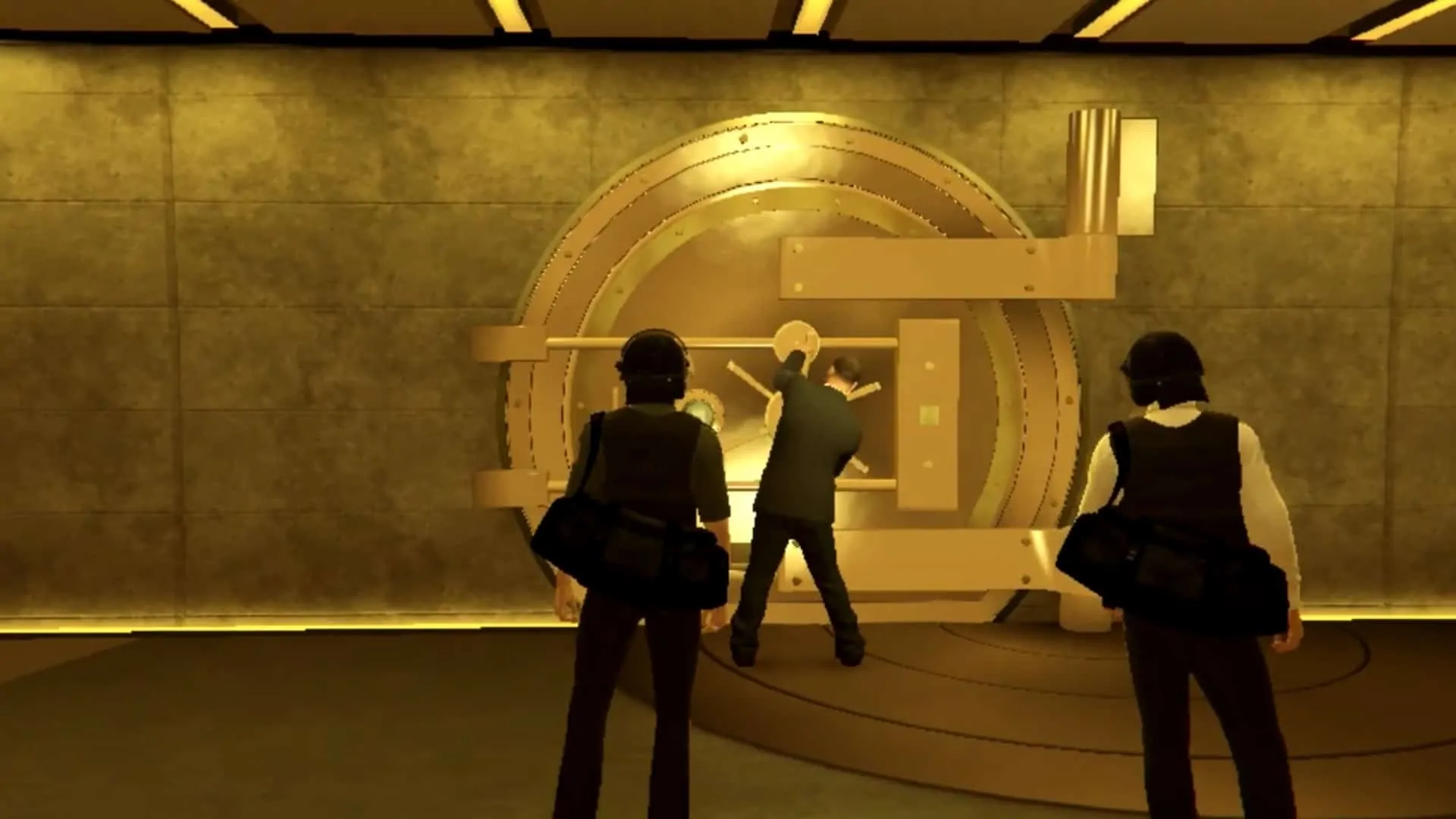 Guard opening the vault door